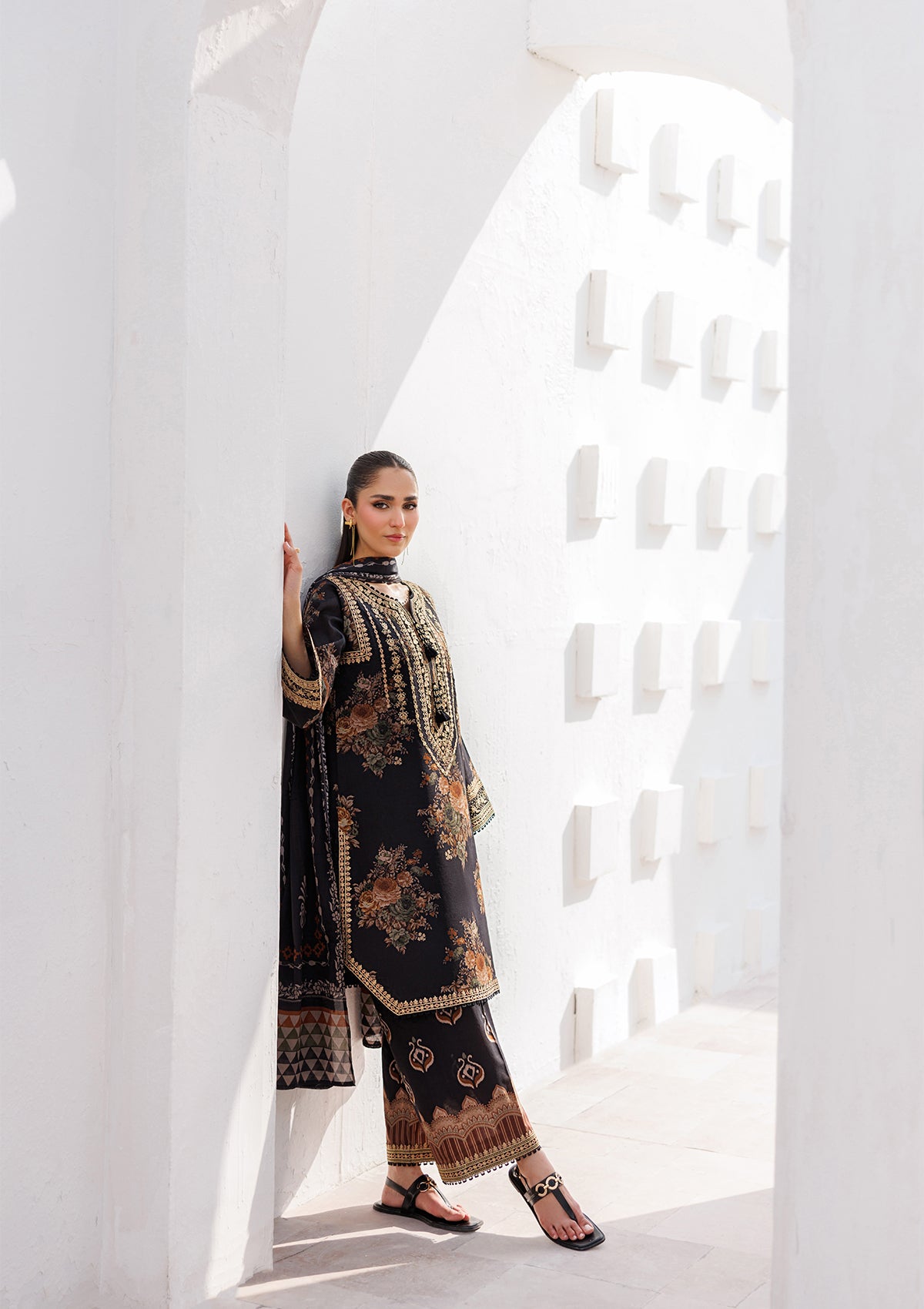 PRINTED EMB LAWN BT006810-BLK