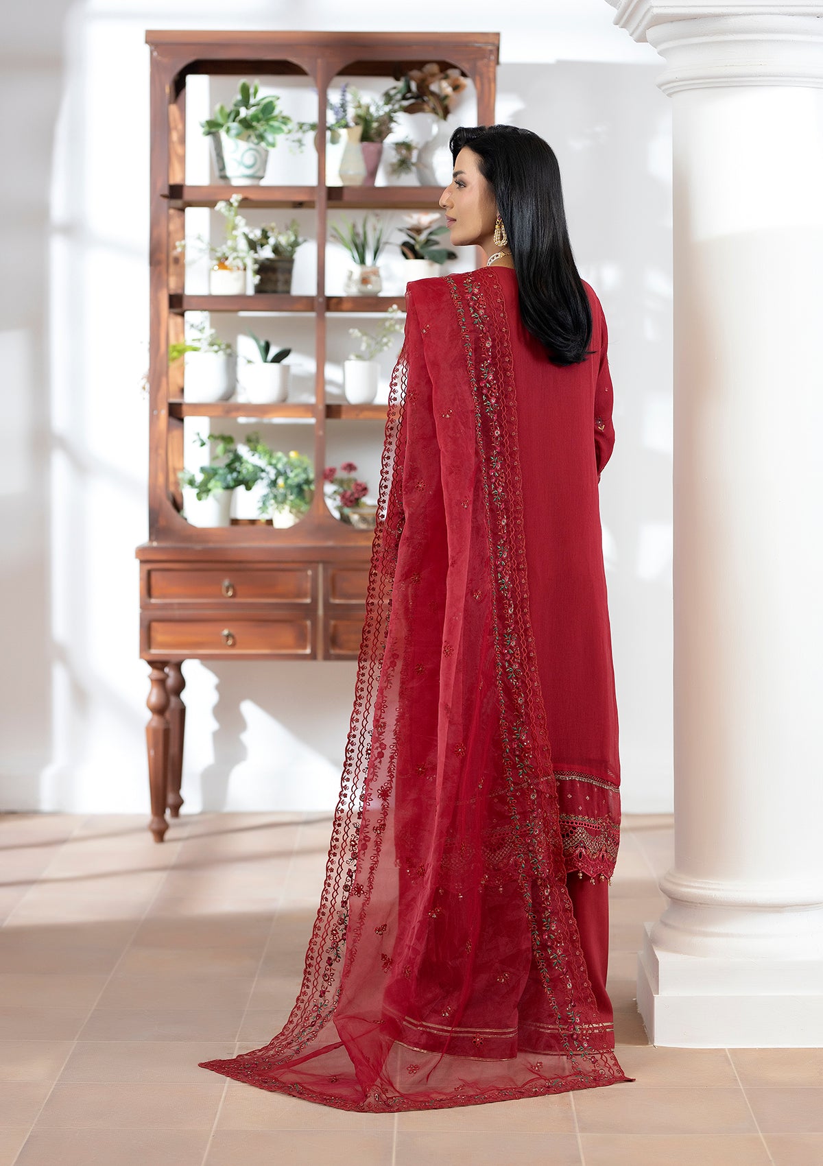 Embroidered Chiffon BT006603-RED