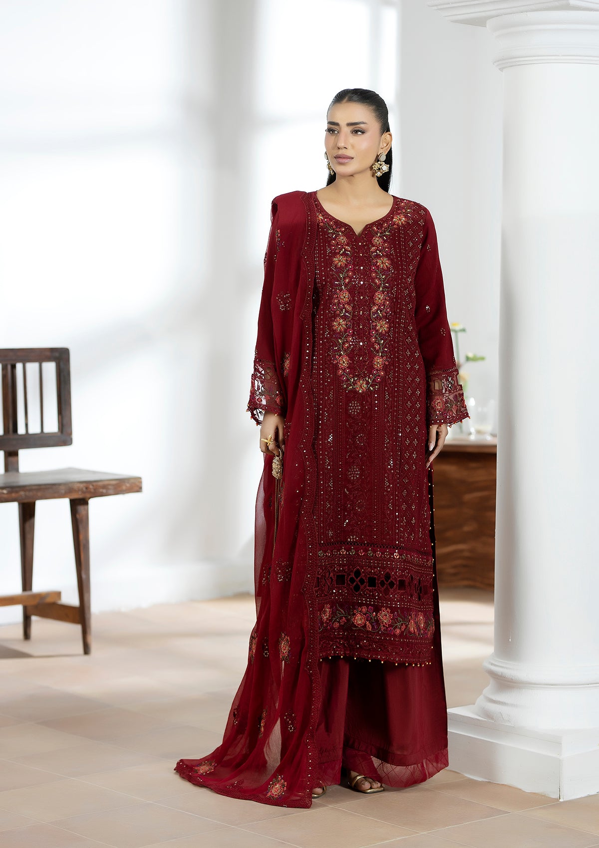 Embroidered Organza BT6602-MRN