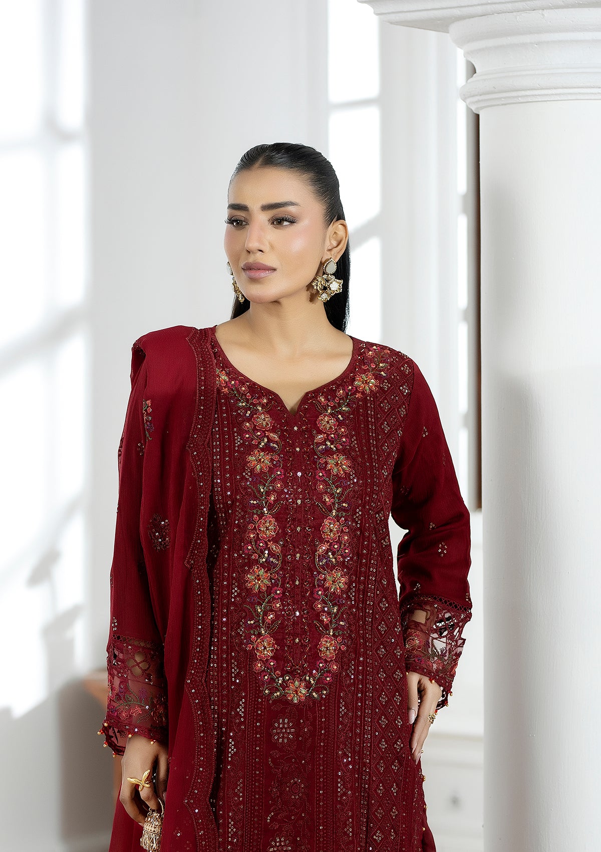 Embroidered Organza BT6602-MRN