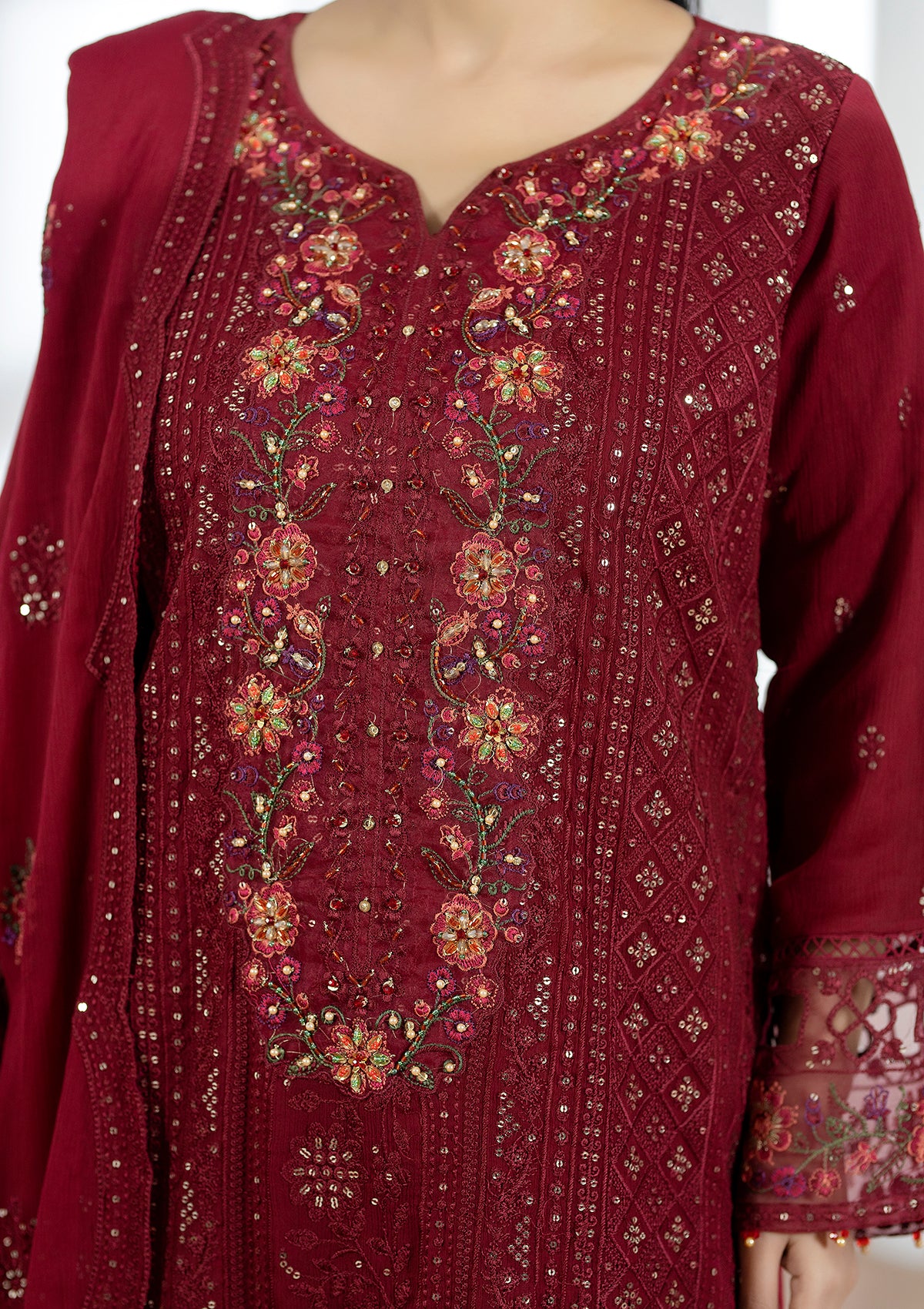 Embroidered Organza BT6602-MRN