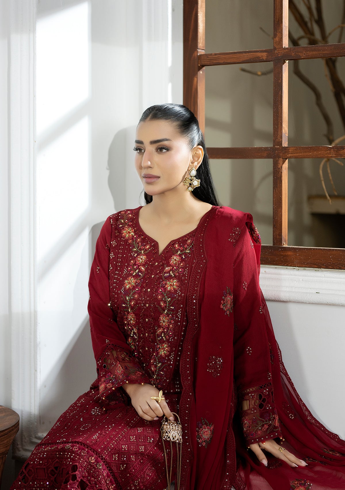 Embroidered Organza BT6602-MRN