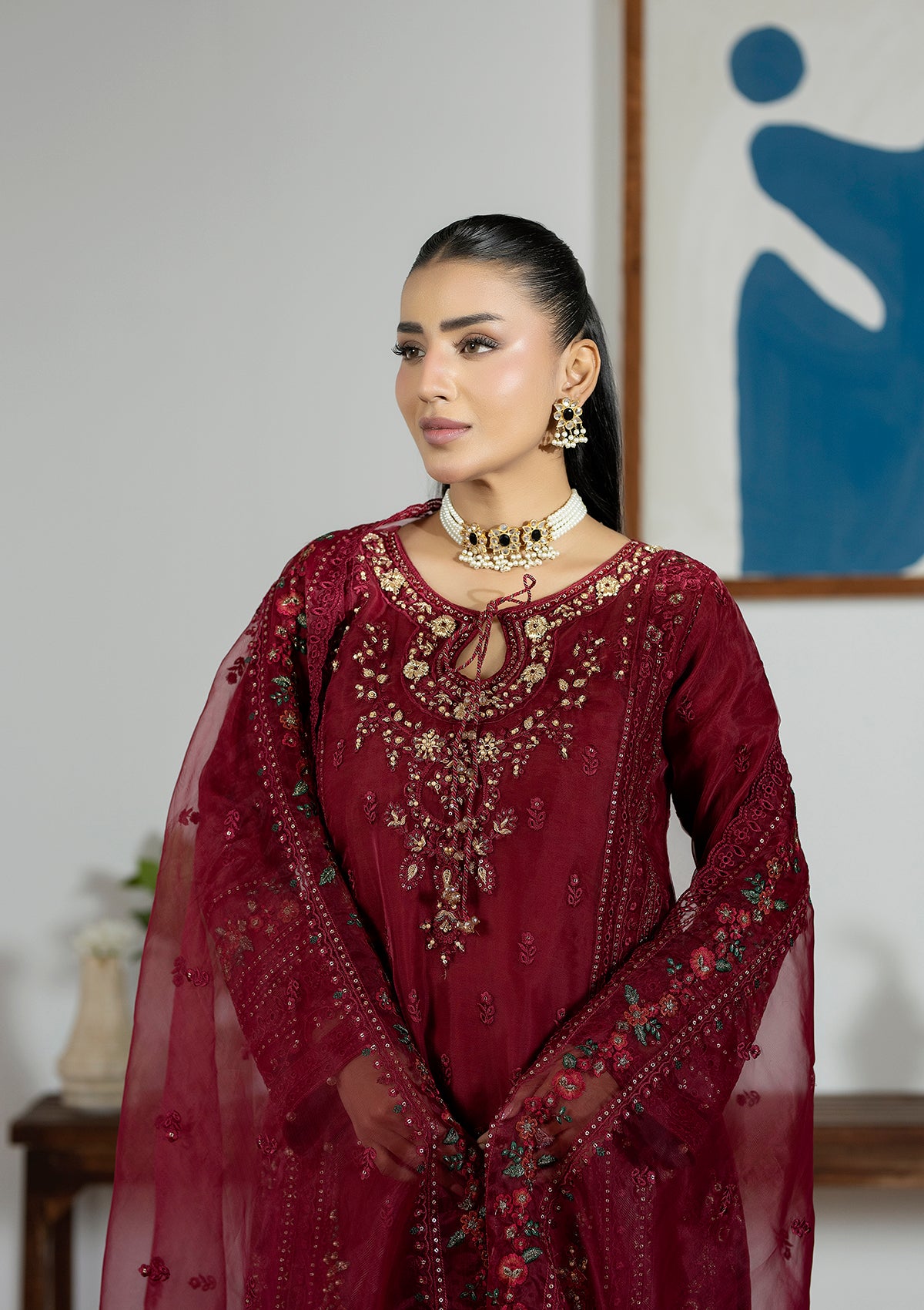 Embroidered Organza BT6615-MRN