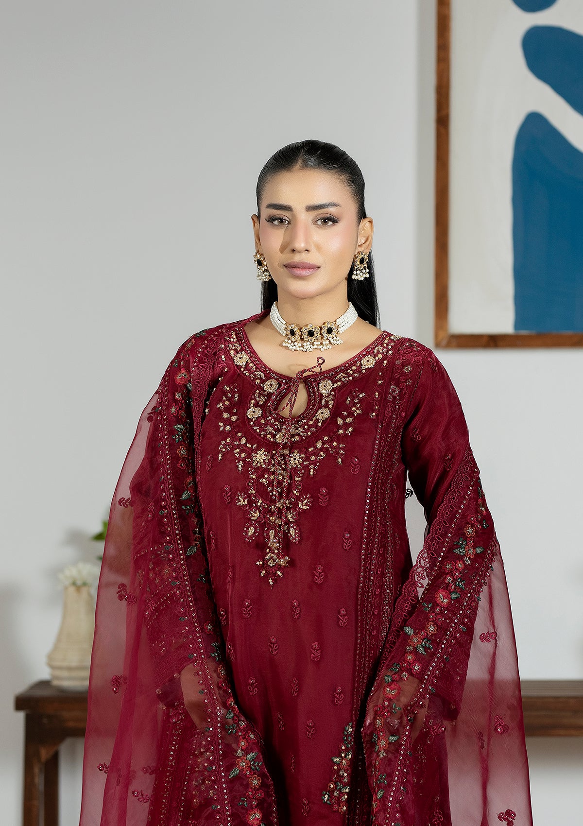 Embroidered Organza BT6615-MRN