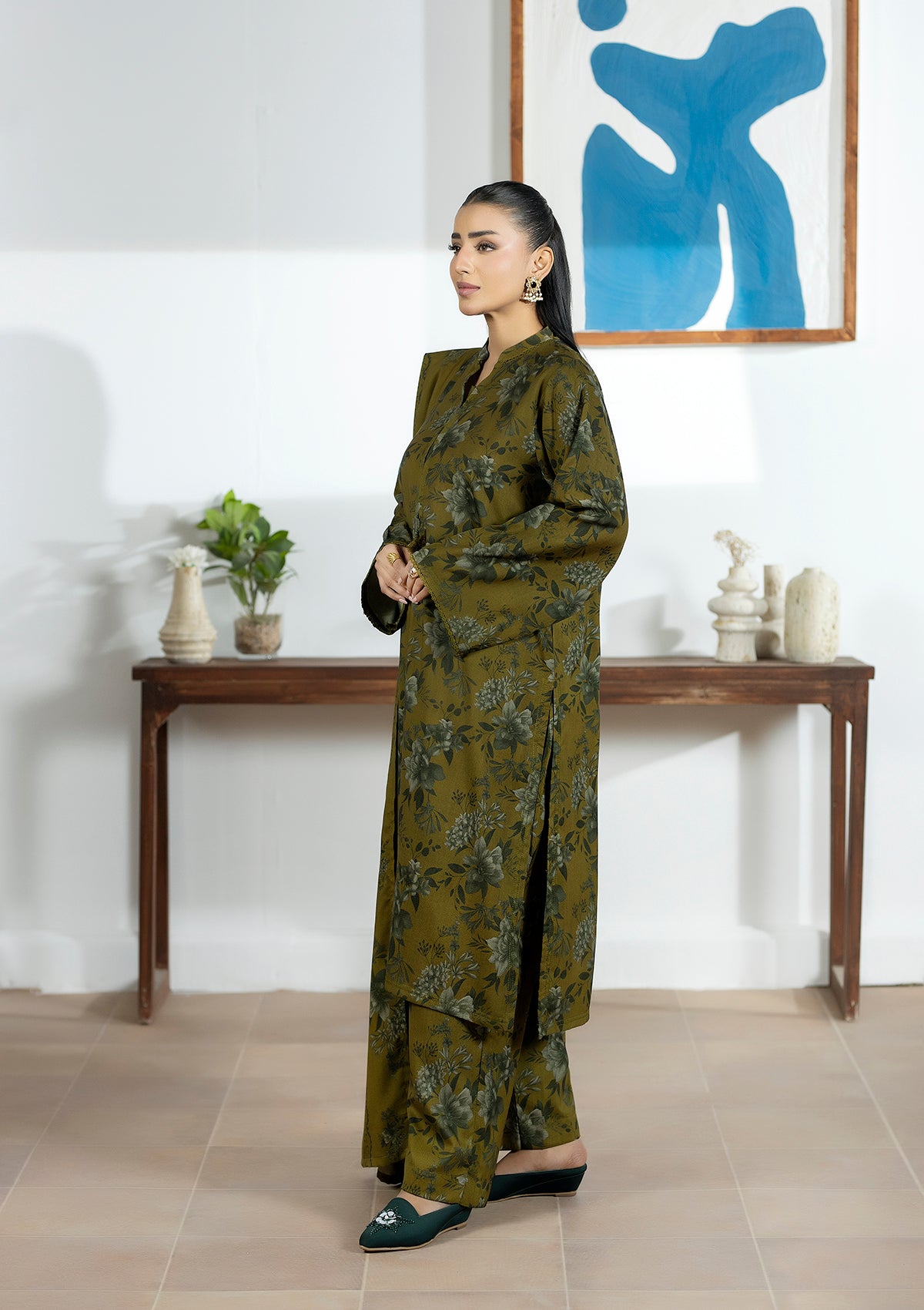 Embroidered Dhanak BT6505-OLV