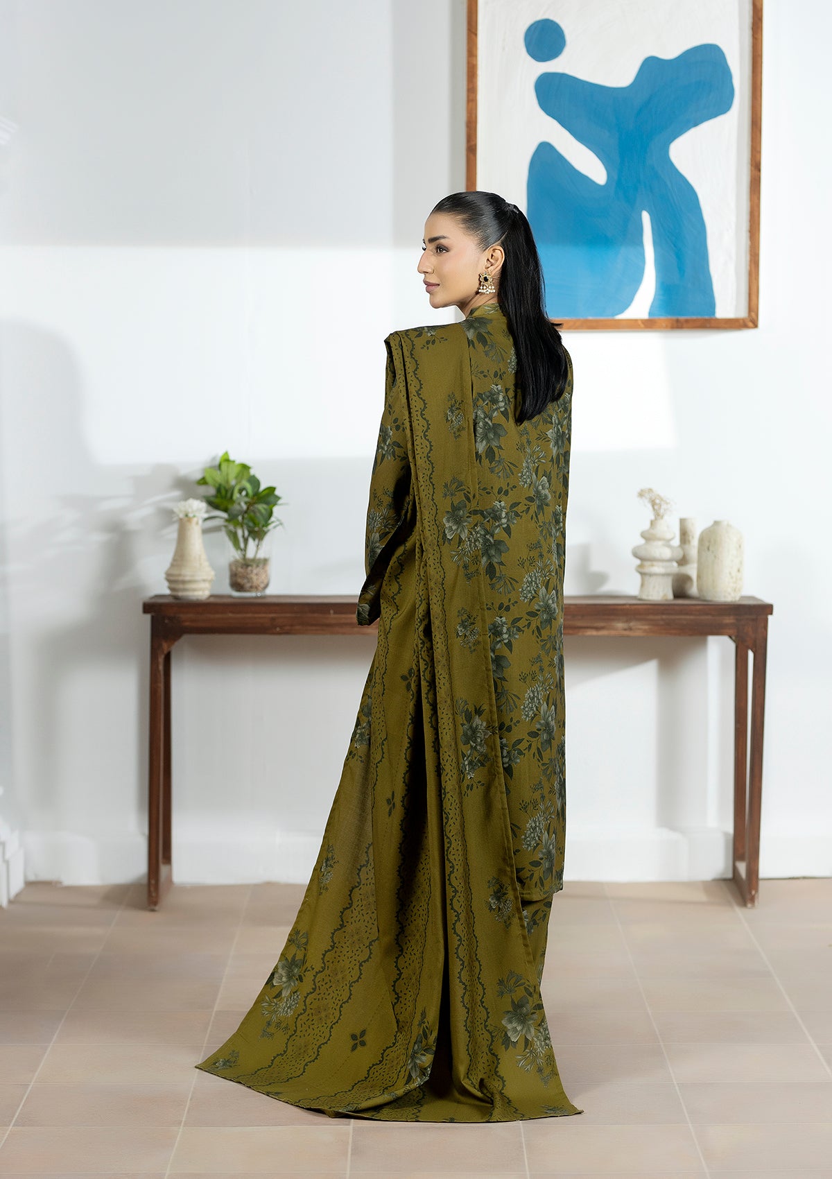 Embroidered Dhanak BT6505-OLV