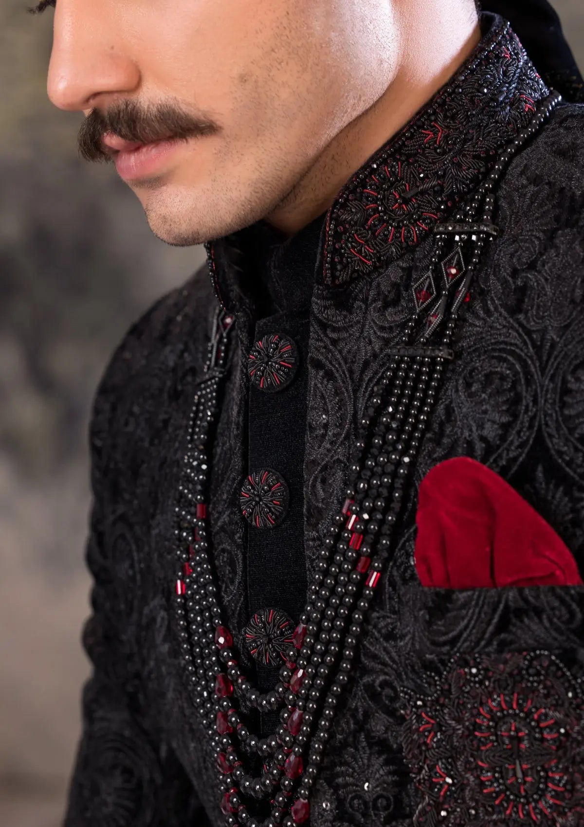 Bin Tayyab Sherwani (TD-1750) BLACK Bin Tayyab