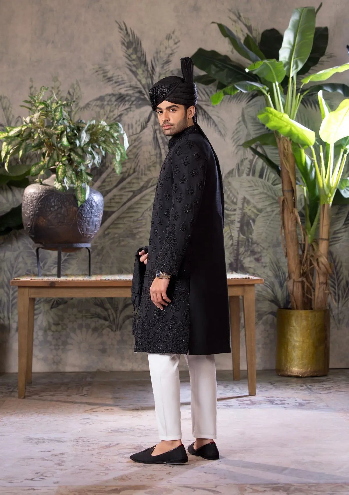 Bin Tayyab Sherwani (TD-1780) Black Bin Tayyab