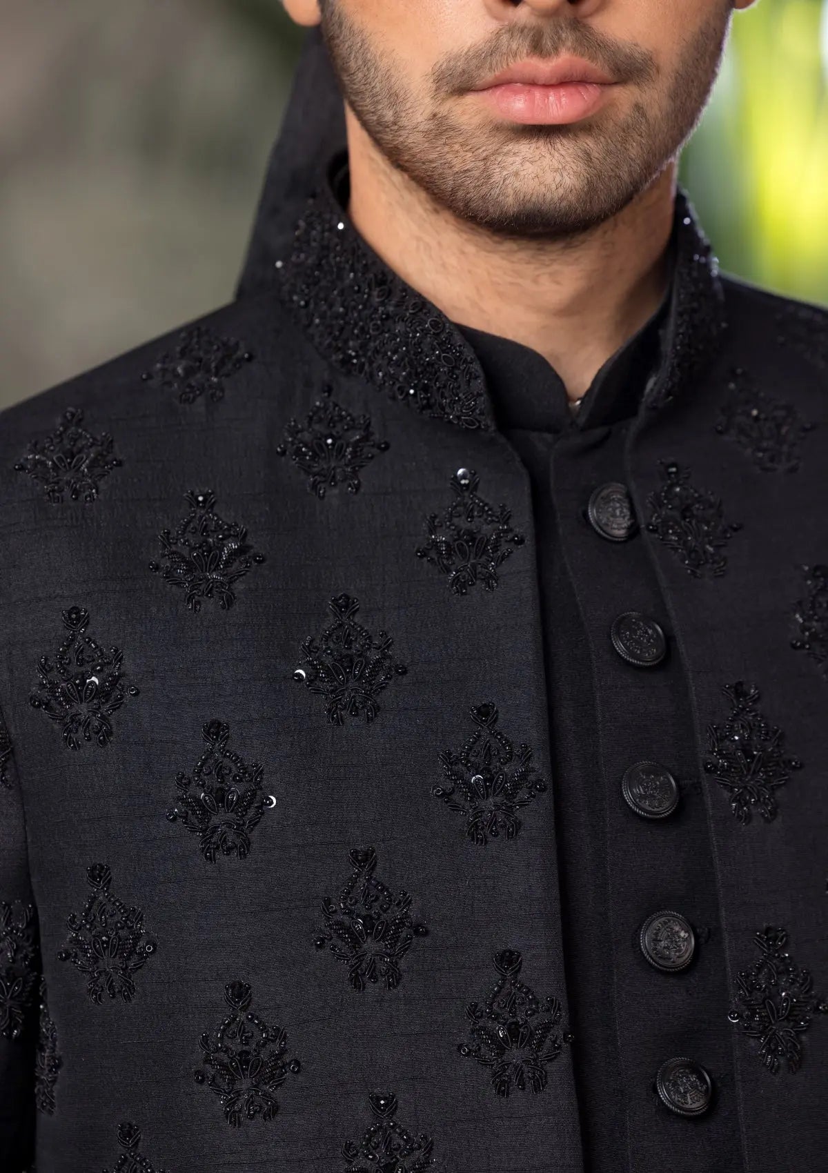 Bin Tayyab Sherwani (TD-1780) Black Bin Tayyab