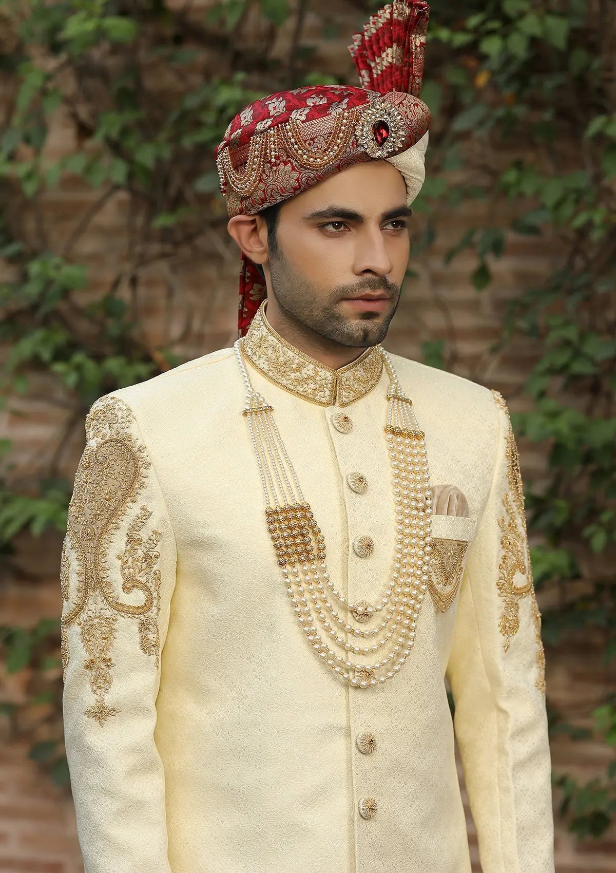 Bin Tayyab Sherwani (TD-1247-1) Cream Bin Tayyab