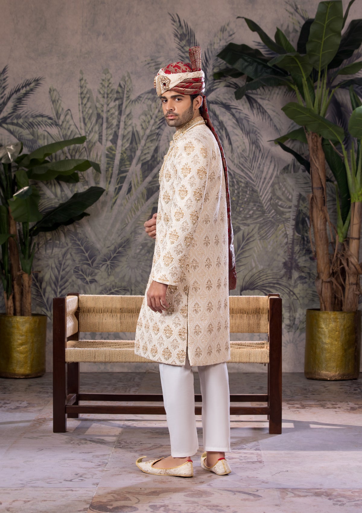 Bin Tayyab Sherwani (TD-1541)  OFF WHITE
