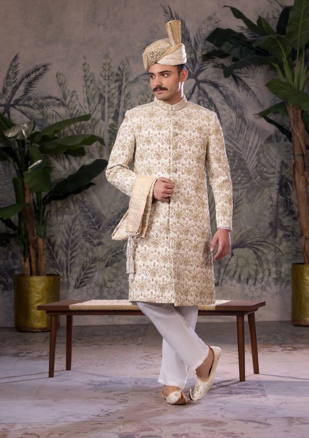 Bin Tayyab Sherwani (TD-1807) OFF WHITE Bin Tayyab