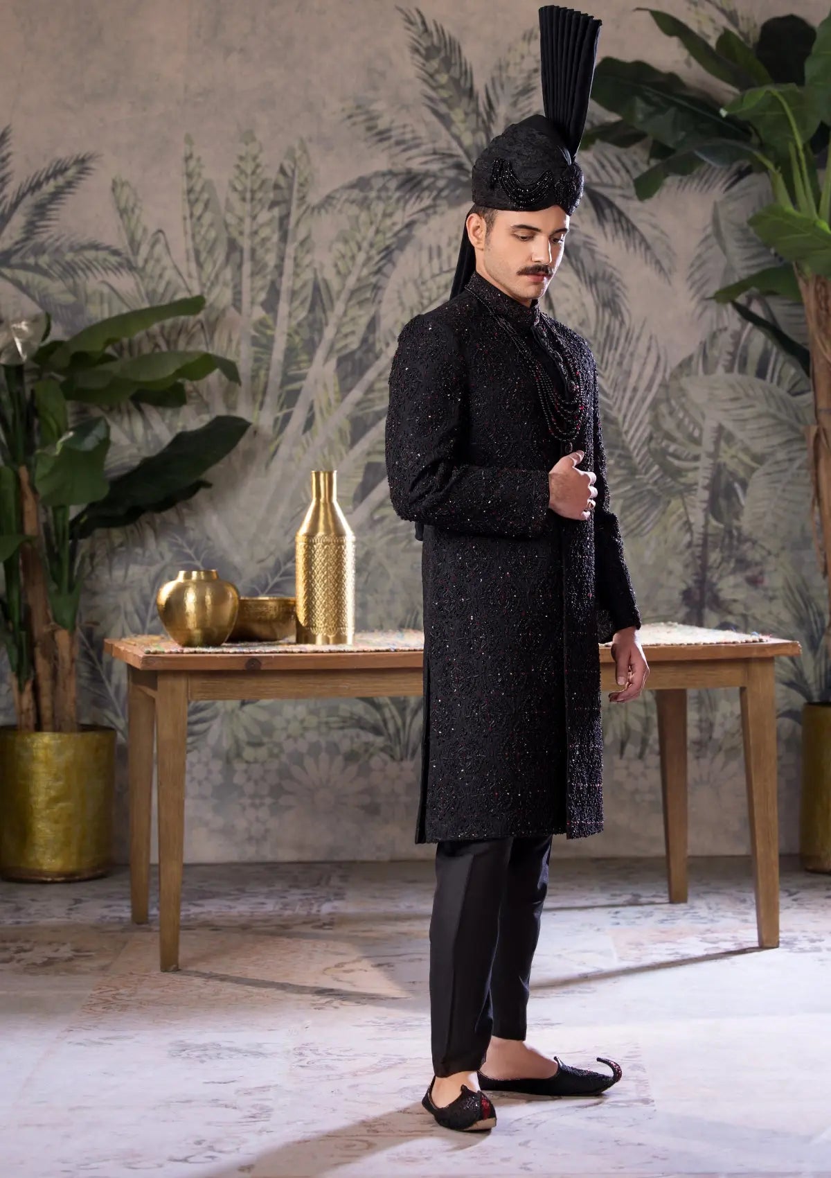 Bin Tayyab Sherwani (TD-1681) Black Bin Tayyab