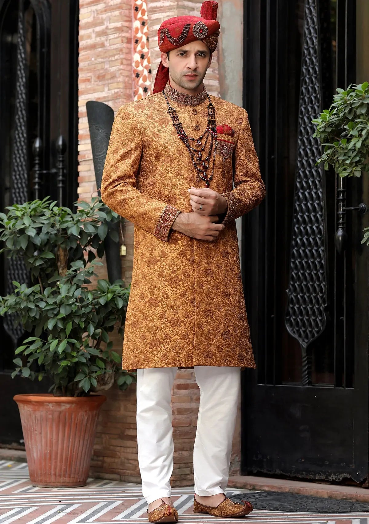 Bin Tayyab Sherwani (TD-1395-4) Rust Bin Tayyab