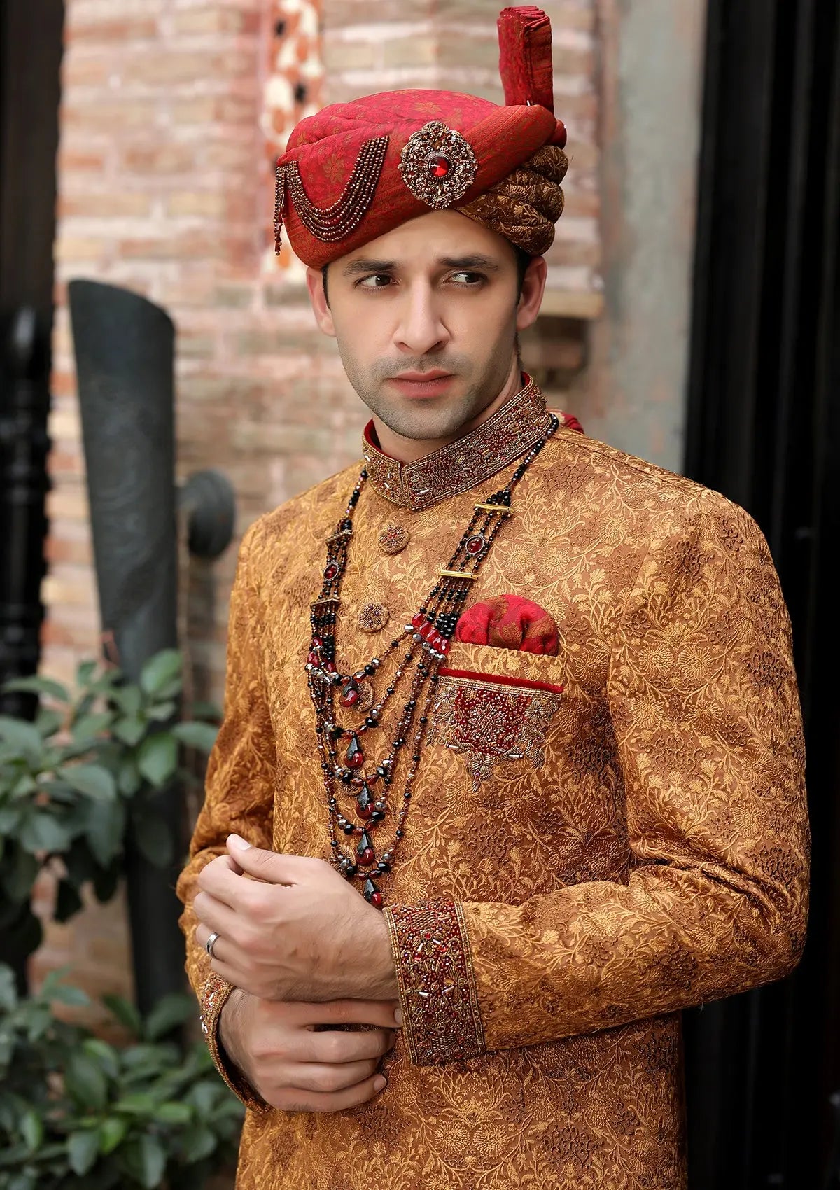 Bin Tayyab Sherwani (TD-1395-4) Rust Bin Tayyab