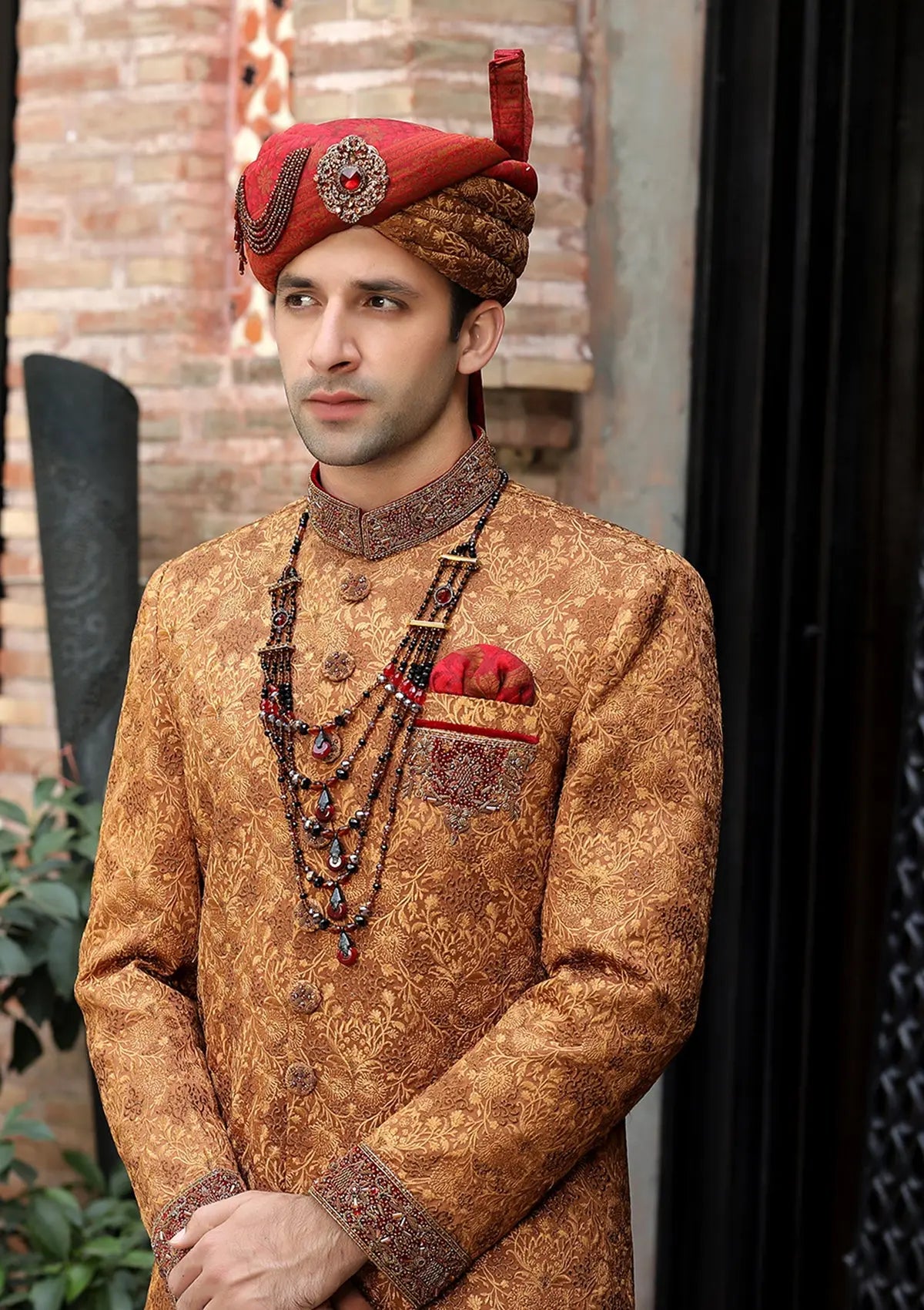 Bin Tayyab Sherwani (TD-1395-4) Rust Bin Tayyab