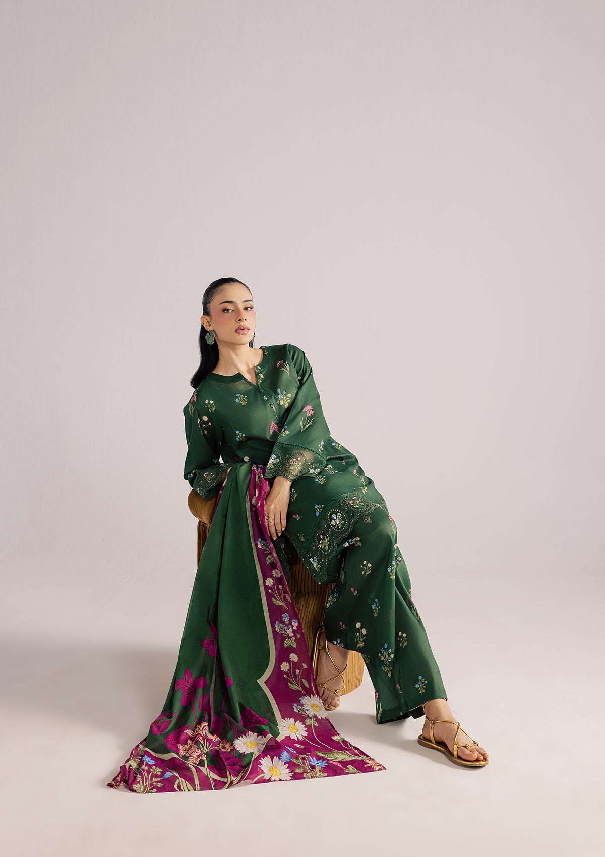 PRINTED EMBROIDERED LAWN BT006852-GRN