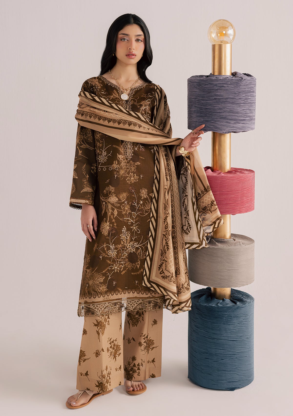 PRINTED EMBROIDERED LAWN BT006860-BRW