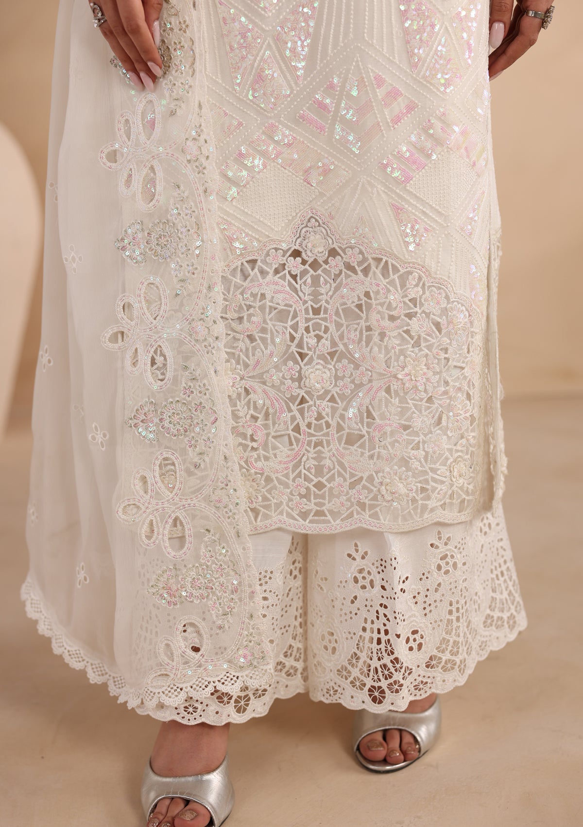Embroidered Chiffon BT006679-WHI