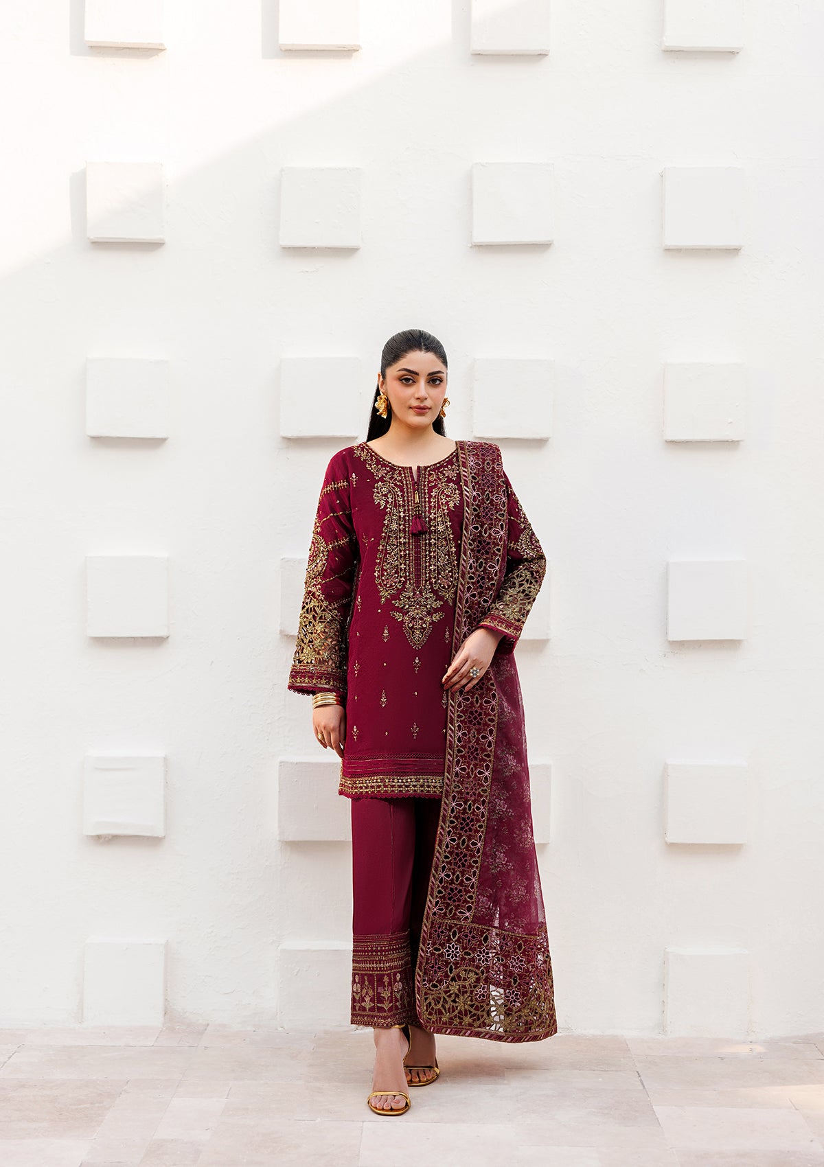 LUXURY Embroidered organza BT006824-MRN