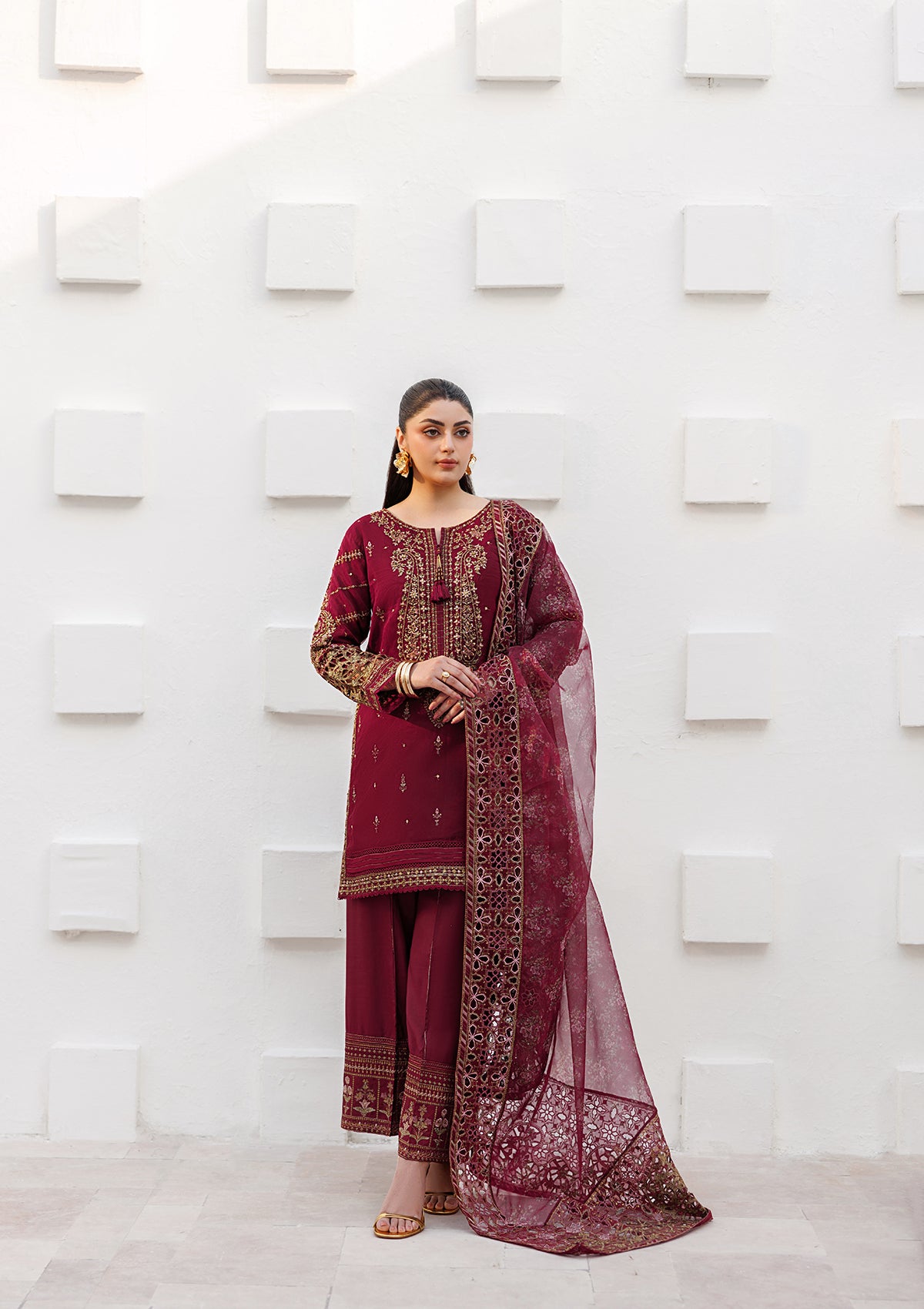 LUXURY Embroidered organza BT006824-MRN