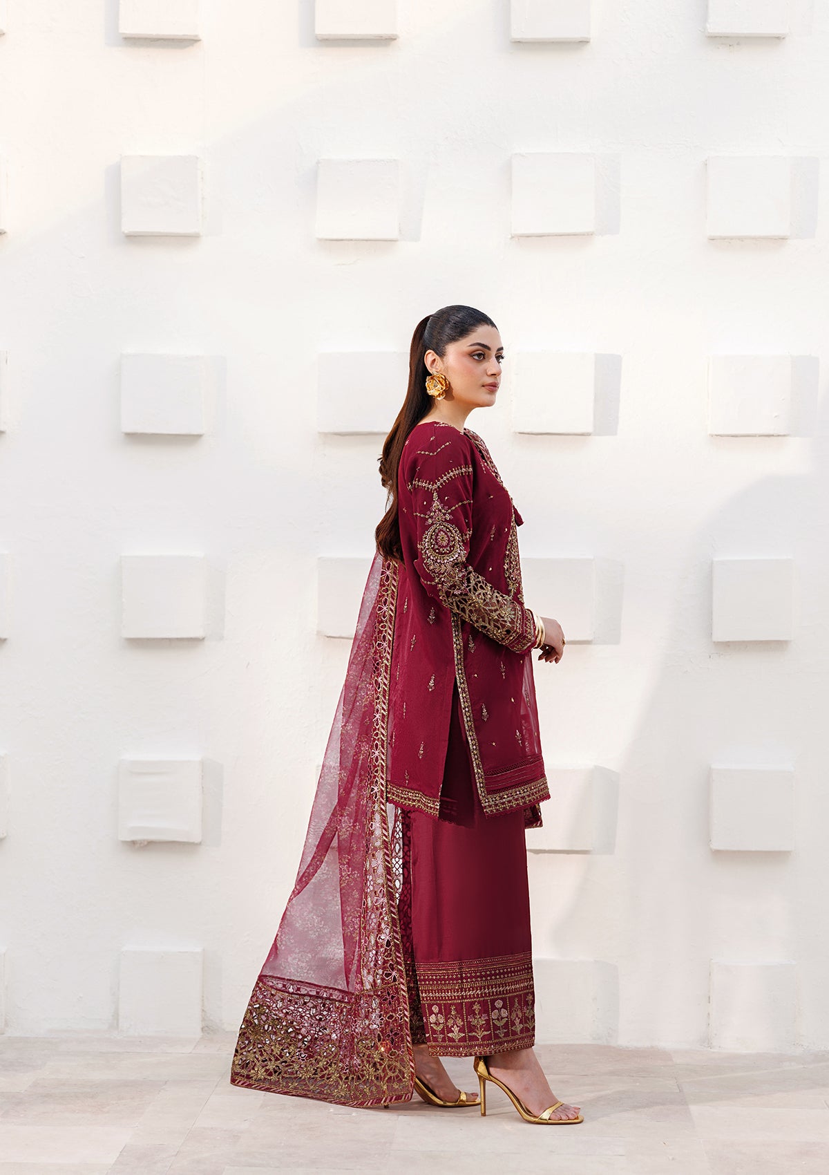 LUXURY Embroidered organza BT006824-MRN