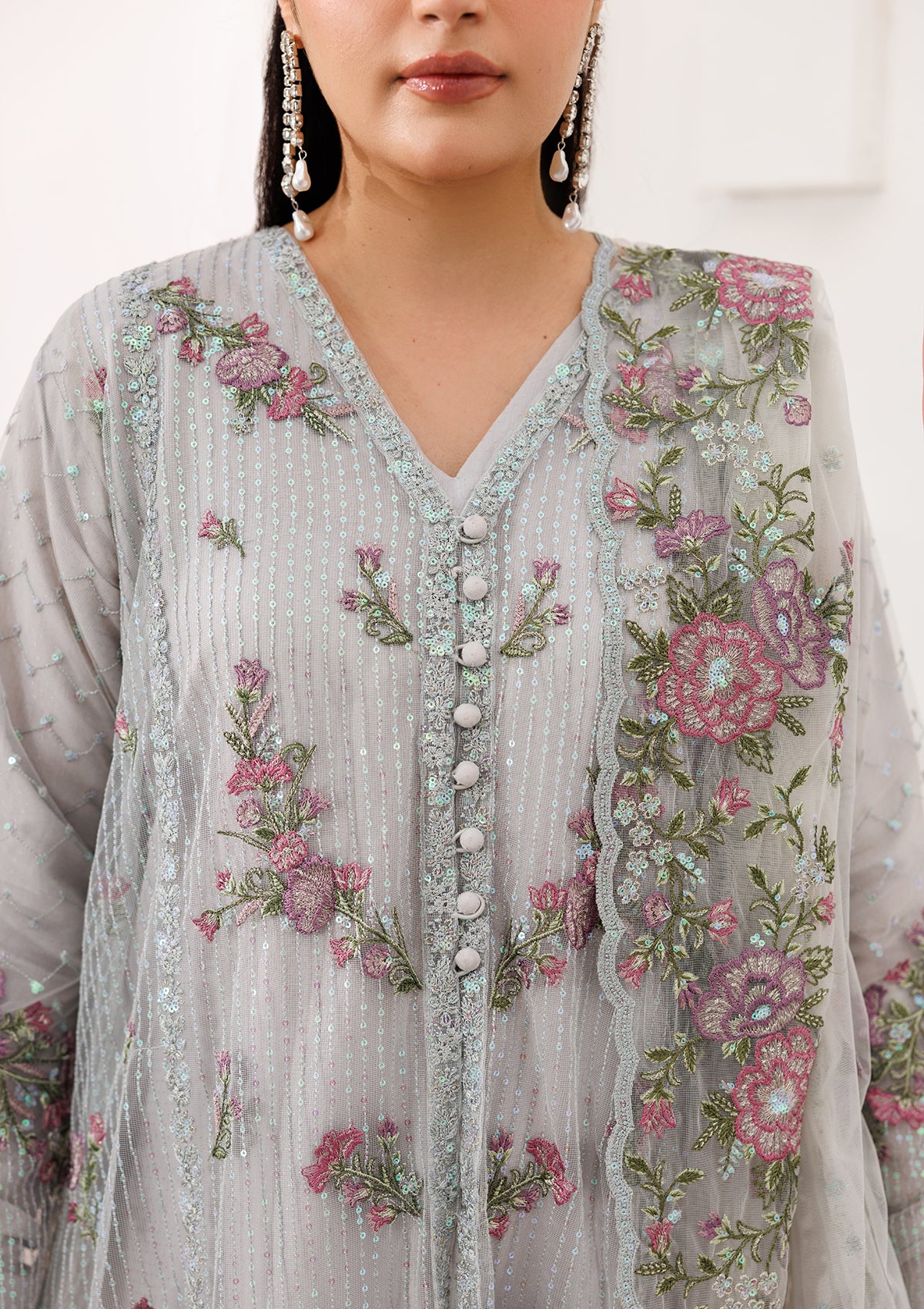 LUXURY Embroidered NET BT006823-GRY