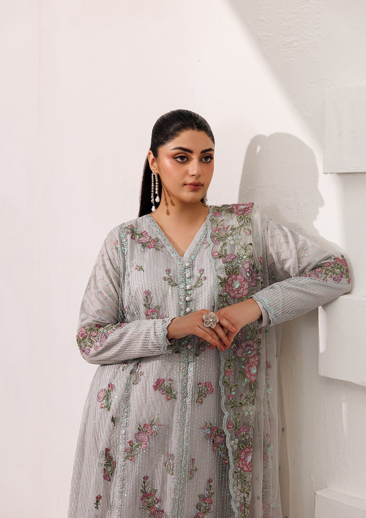 LUXURY Embroidered NET BT006823-GRY