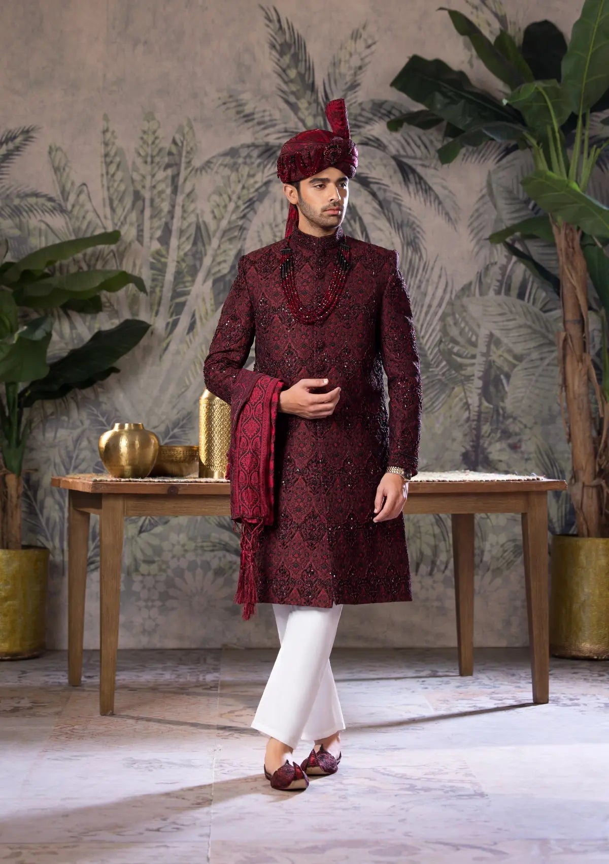 Bin Tayyab Sherwani (TD-1690) MEHROON Bin Tayyab