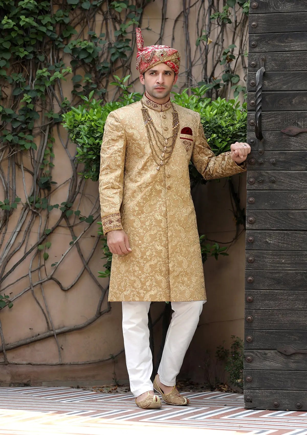 Bin Tayyab Sherwani (TD-1400) Almond Gold Bin Tayyab