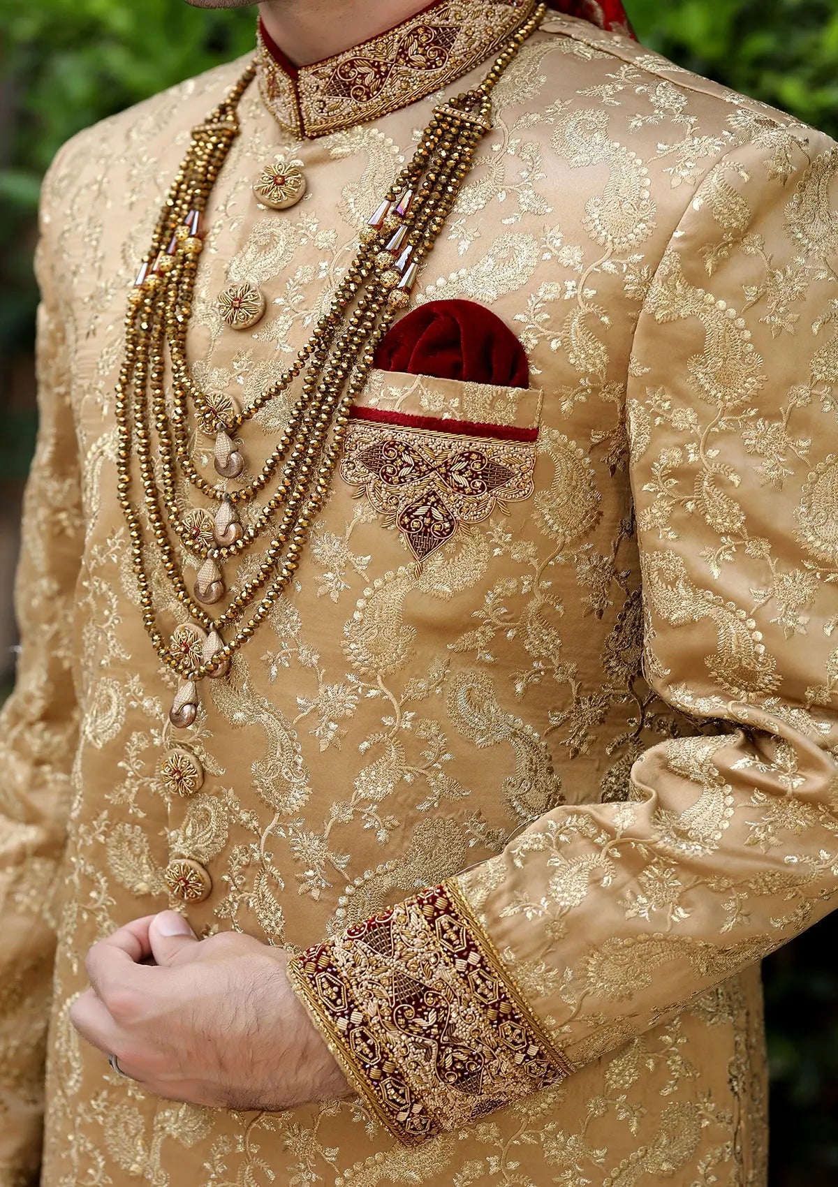Bin Tayyab Sherwani (TD-1400) Almond Gold Bin Tayyab