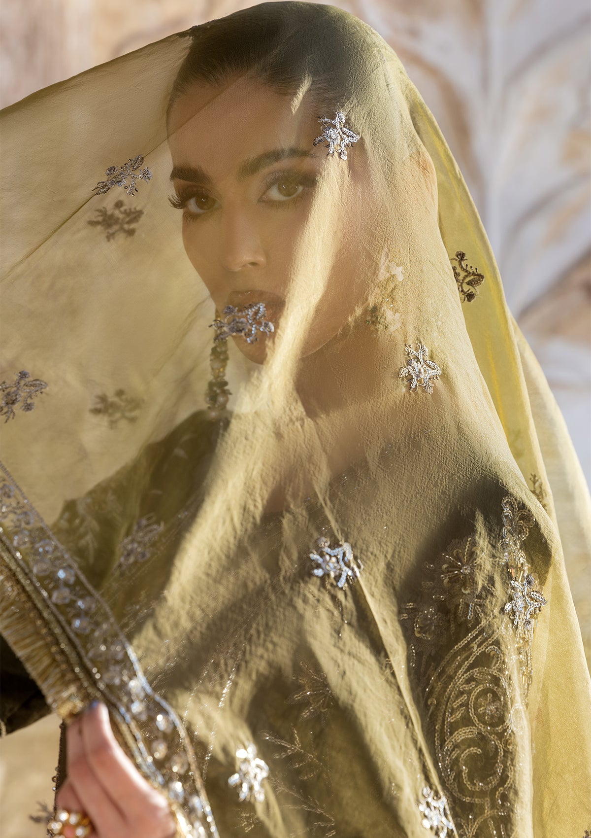 Embroidered Raw Silk BT-6684-OLV