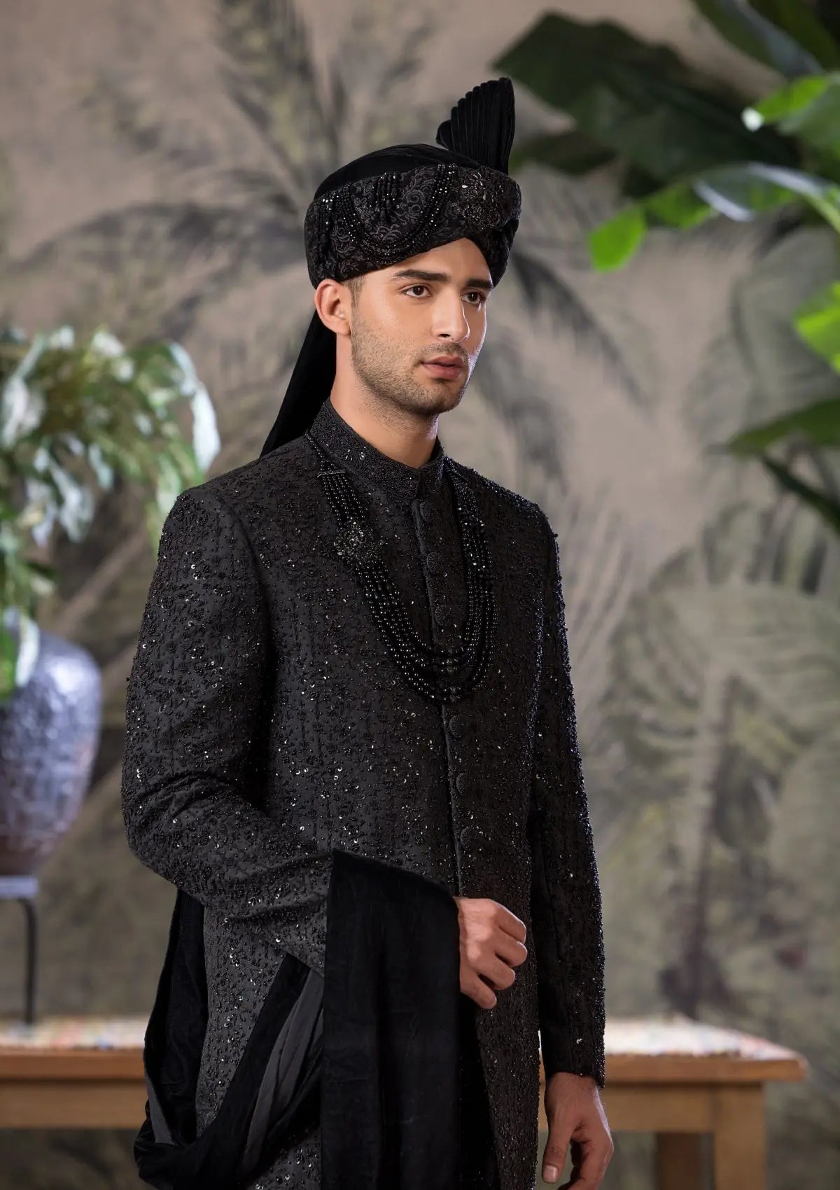 Bin Tayyab Sherwani (TD-1777) Black Bin Tayyab