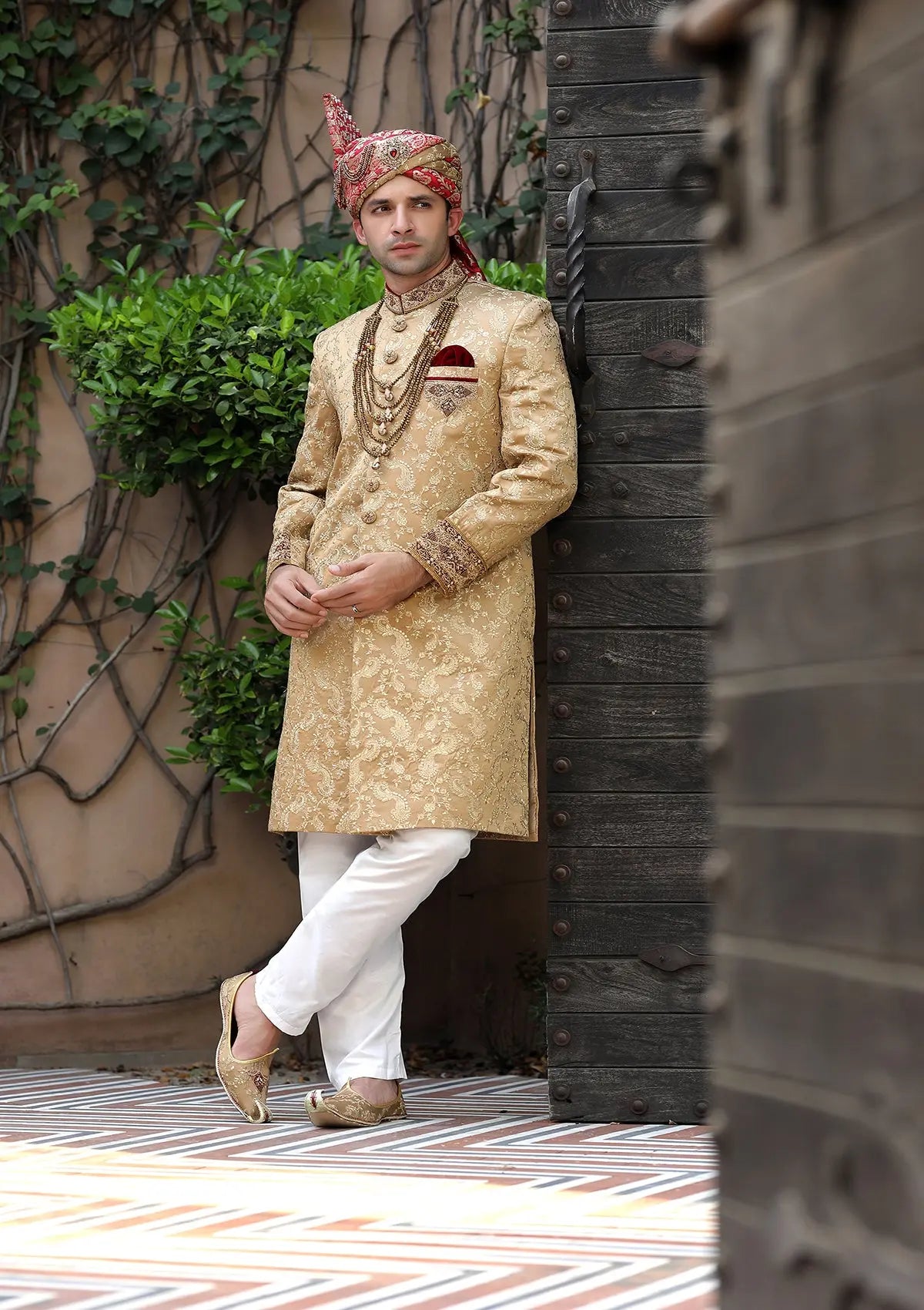 Bin Tayyab Sherwani (TD-1400) Almond Gold Bin Tayyab