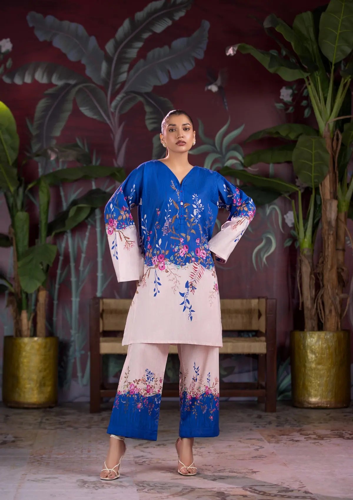 Lawn 2 PC's (BT-5054) Suit P-BLUE Bin Tayyab