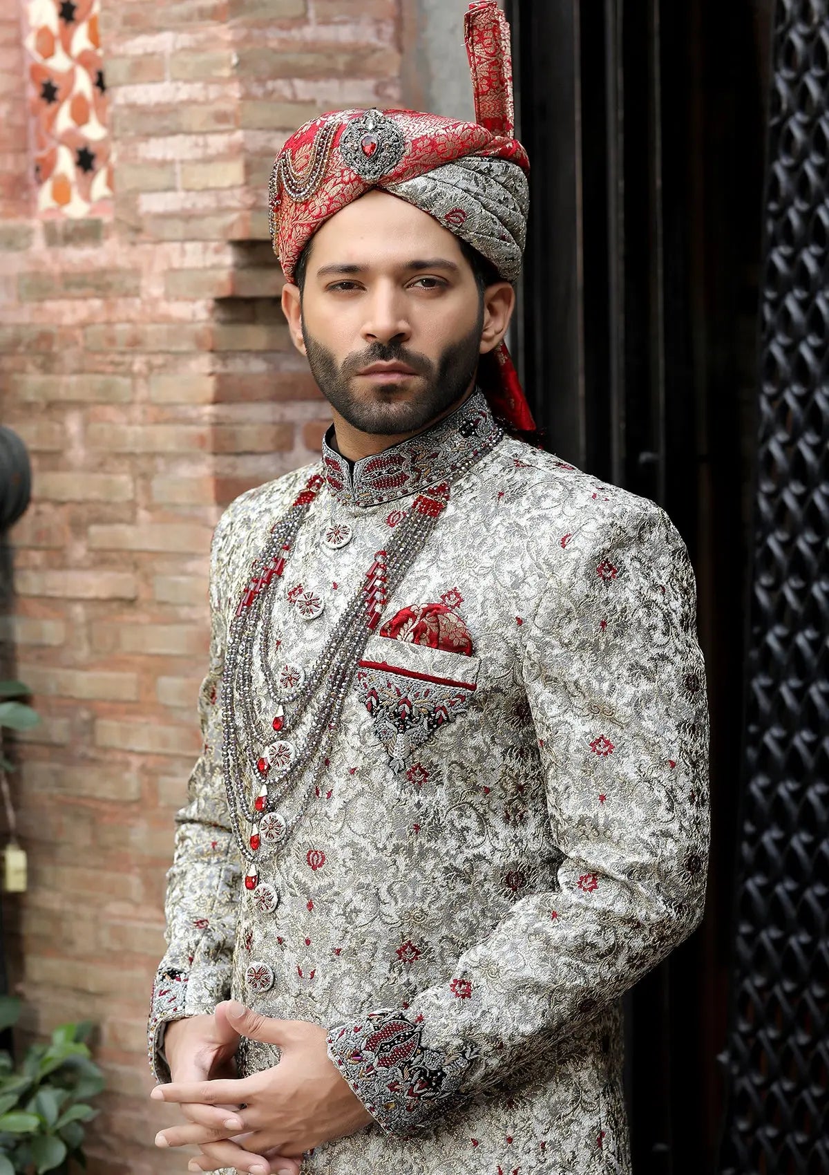 Bin Tayyab Sherwani (TD-1420-2) Multi Gray Bin Tayyab