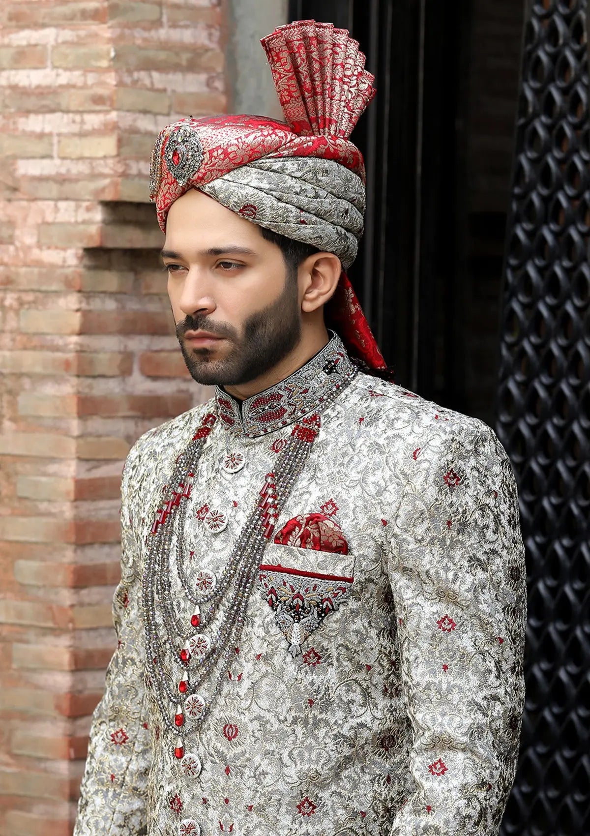 Bin Tayyab Sherwani (TD-1420-2) Multi Gray Bin Tayyab