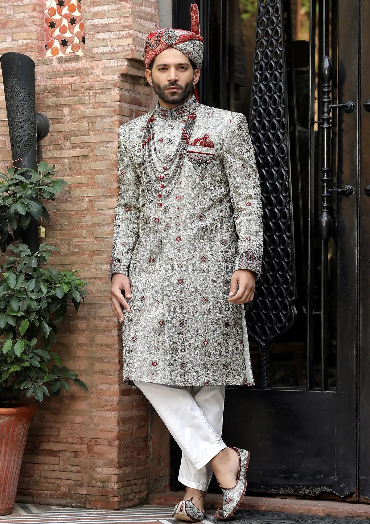 Bin Tayyab Sherwani (TD-1420-2) Multi Gray Bin Tayyab
