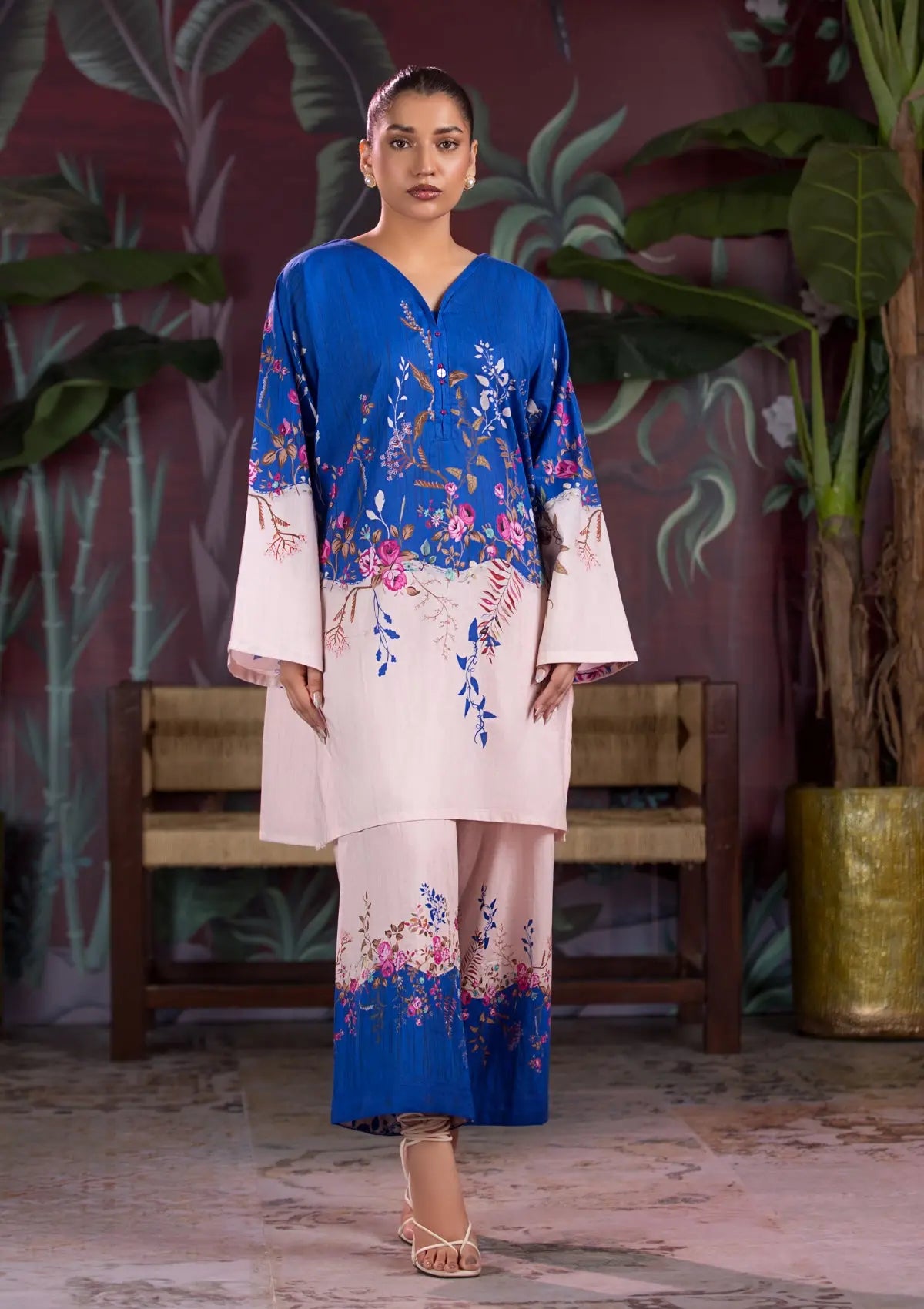 Lawn 2 PC's (BT-5054) Suit P-BLUE Bin Tayyab