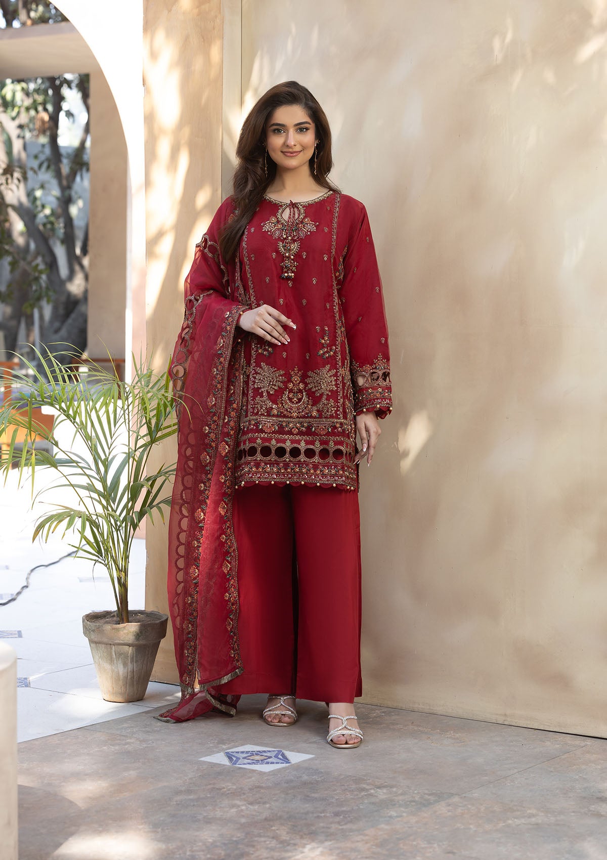 Formal 3 PCs Ready To Wear (BT006048-RED)