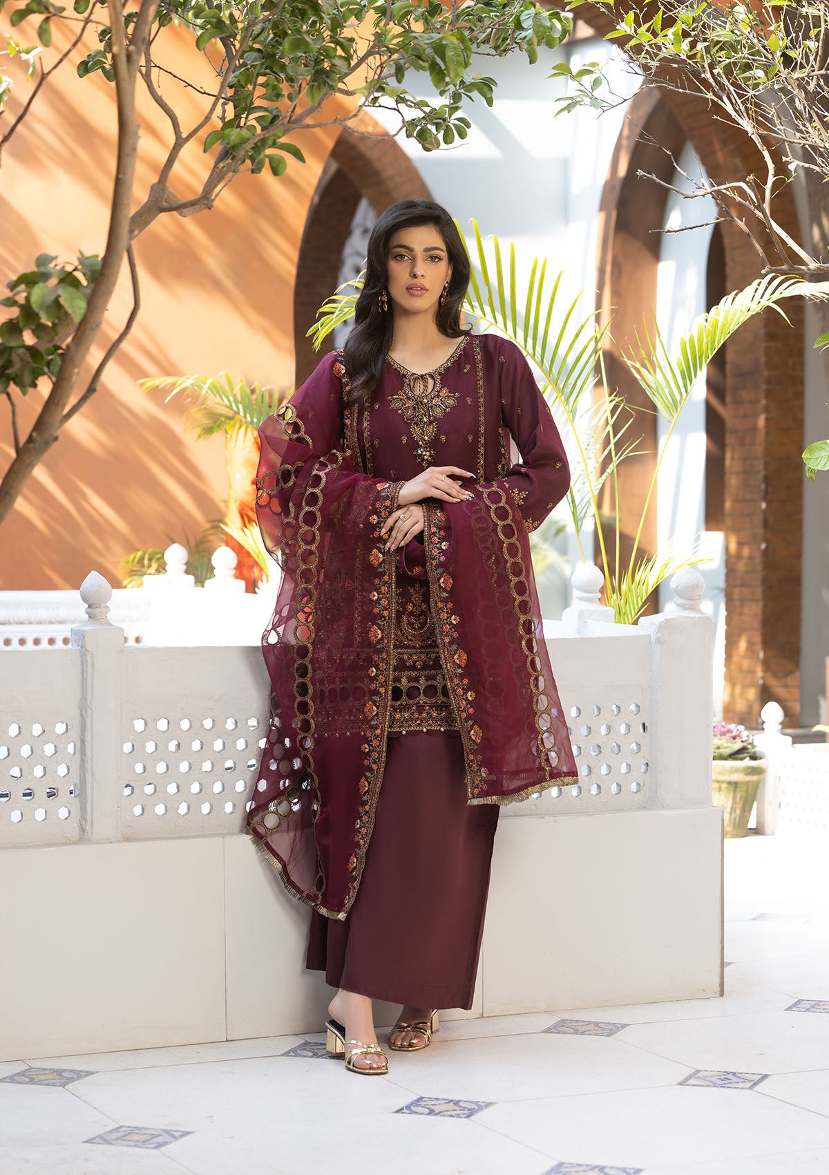 Formal 3 PCs Ready To Wear (BT006048-MRN)