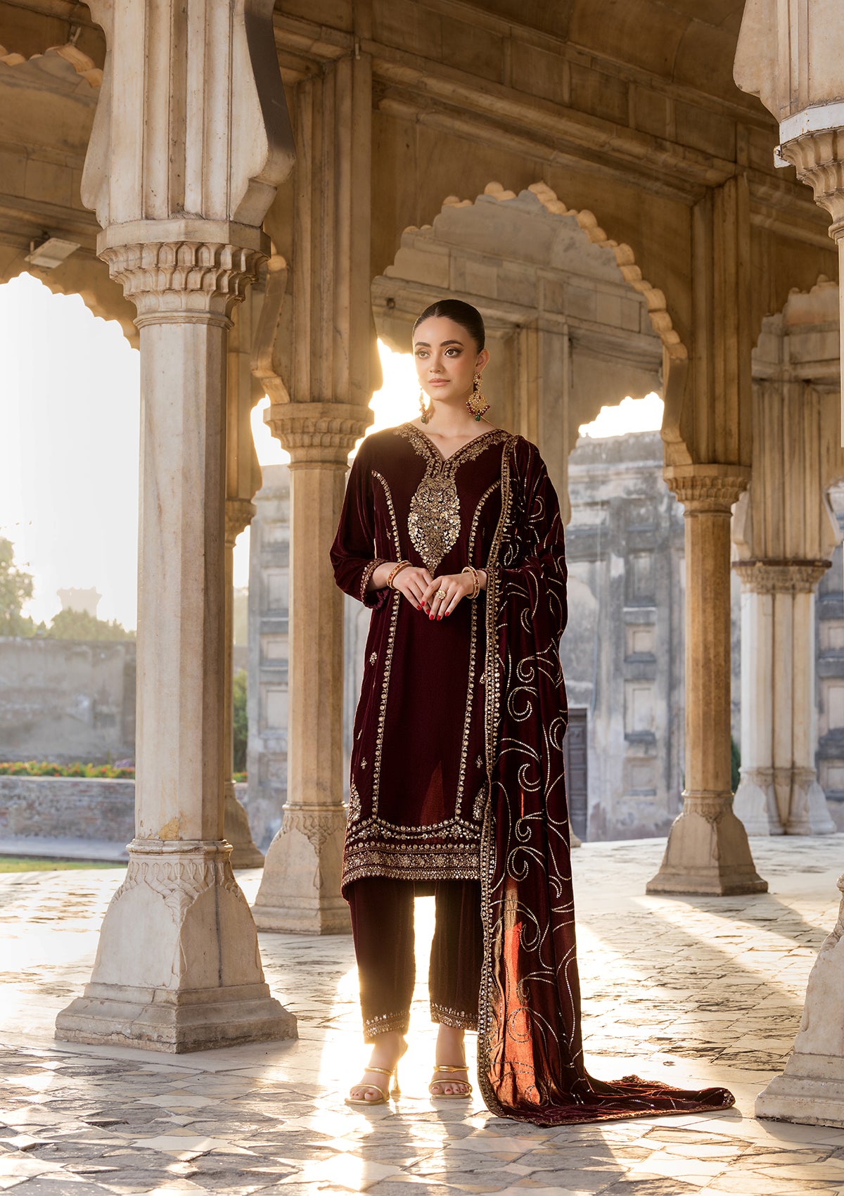 Embroidered Velvet BT6529-RED