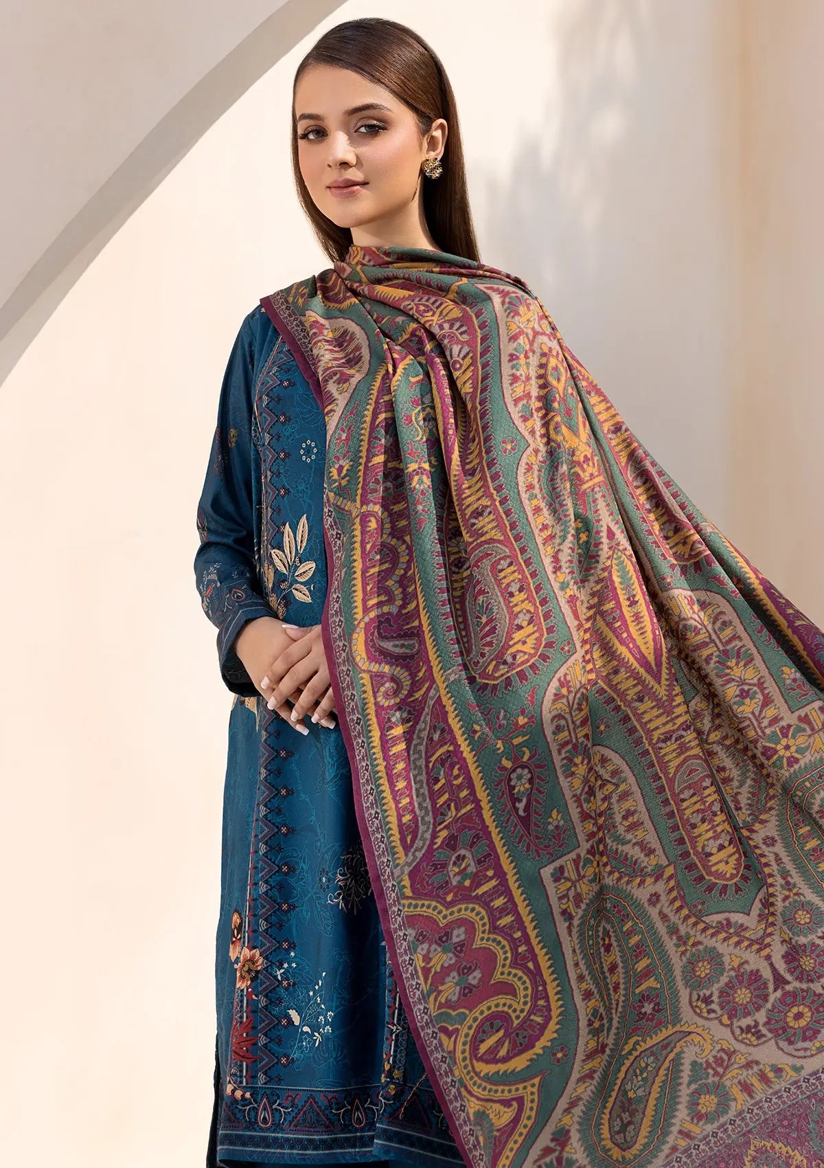 Printed Linen BT6545-BLU Bin Tayyab