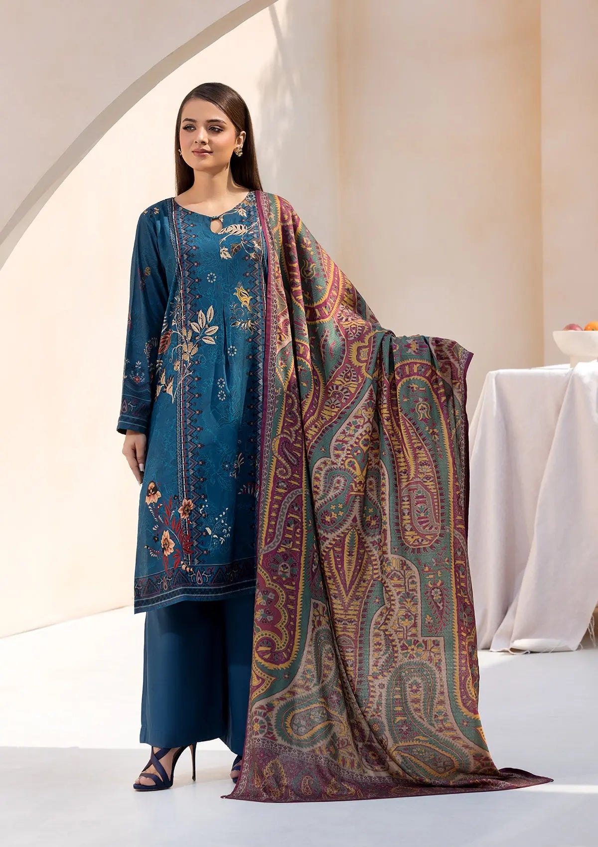 Printed Linen BT6545-BLU Bin Tayyab