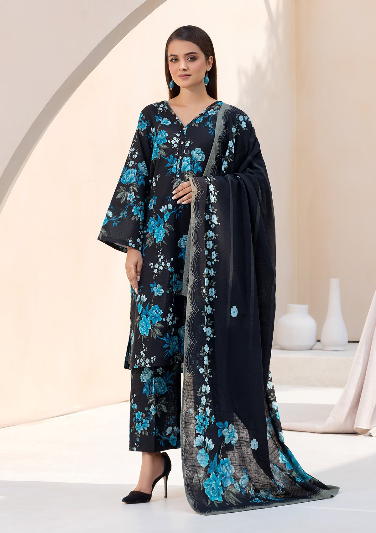 Printed Khaddar BT6553-BBLU
