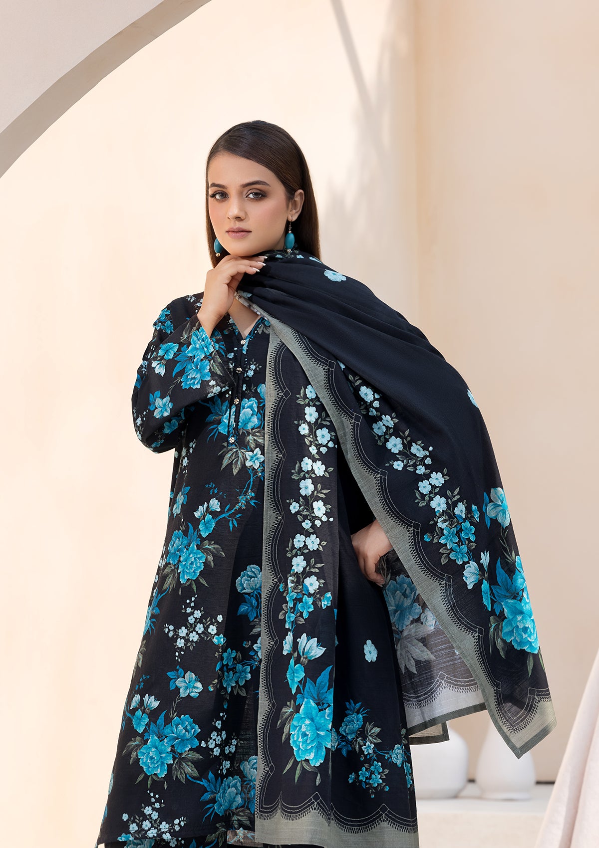 Printed Khaddar BT6553-BBLU