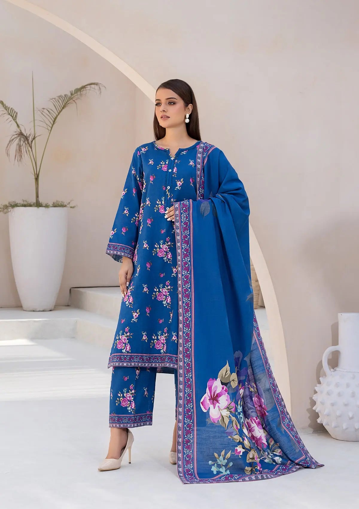 Printed Khaddar BT6553-BLU Bin Tayyab