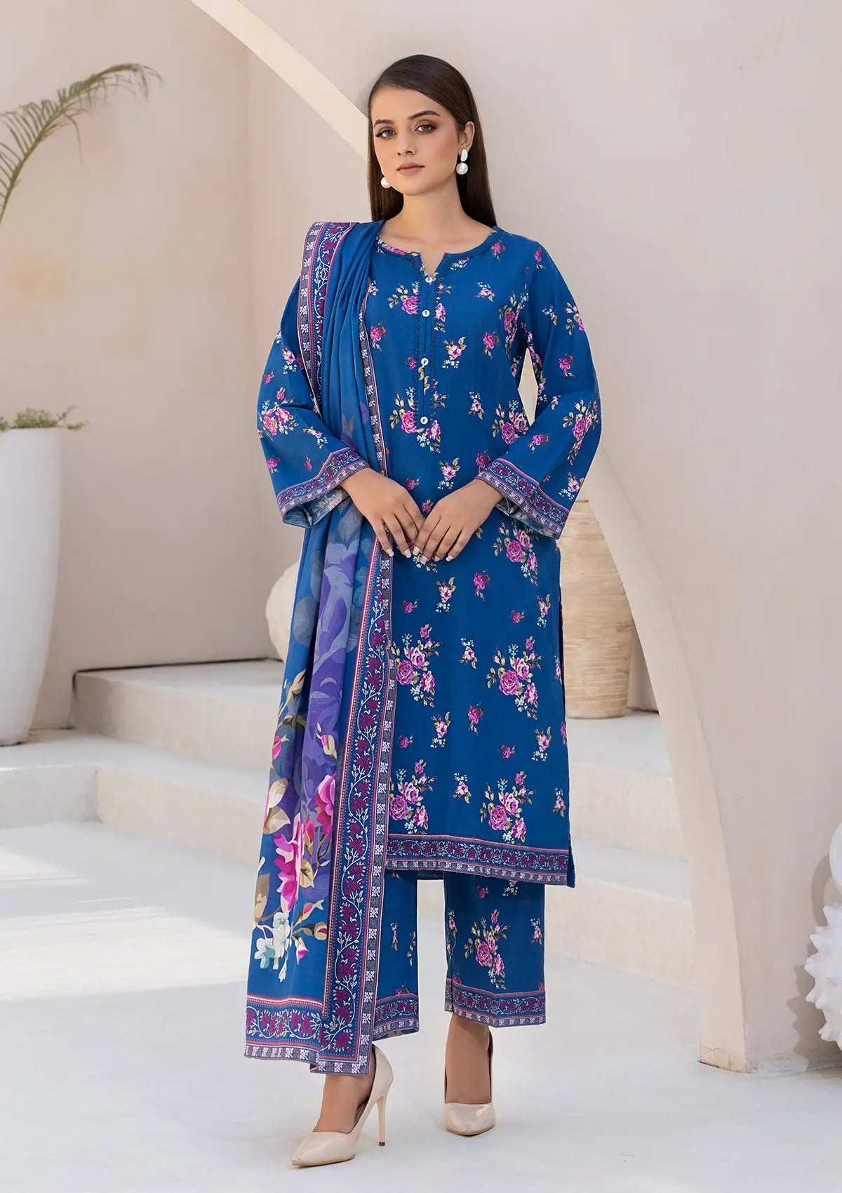 Printed Khaddar BT6553-BLU Bin Tayyab