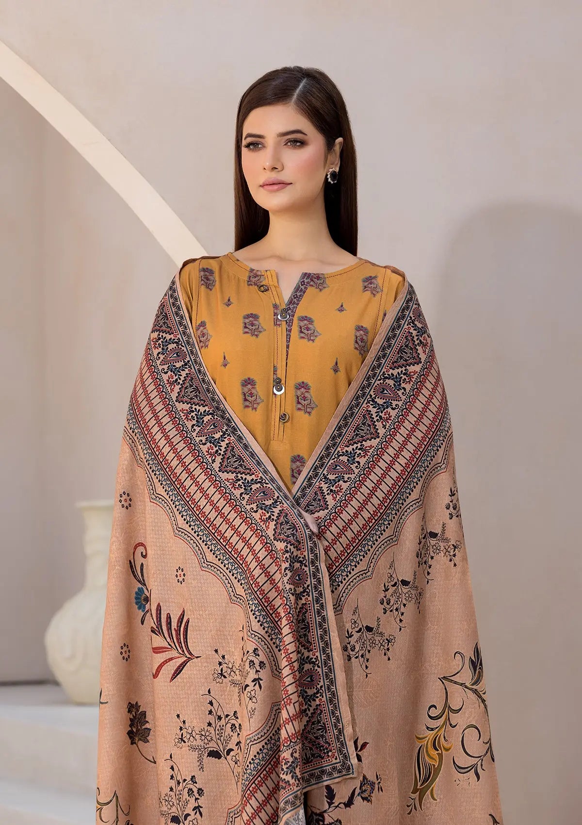 Printed Linen BT6545-YLO Bin Tayyab