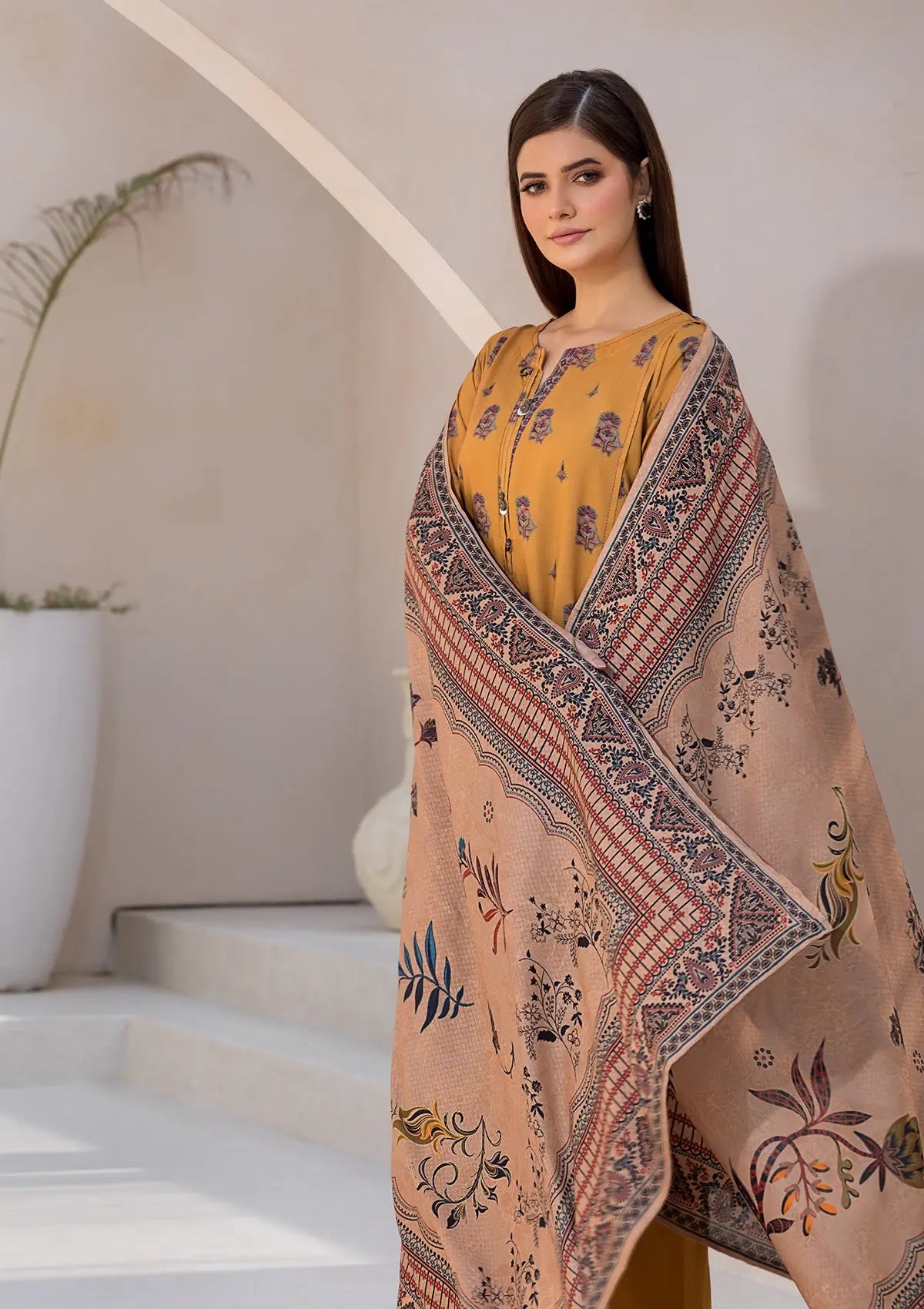 Printed Linen BT6545-YLO Bin Tayyab